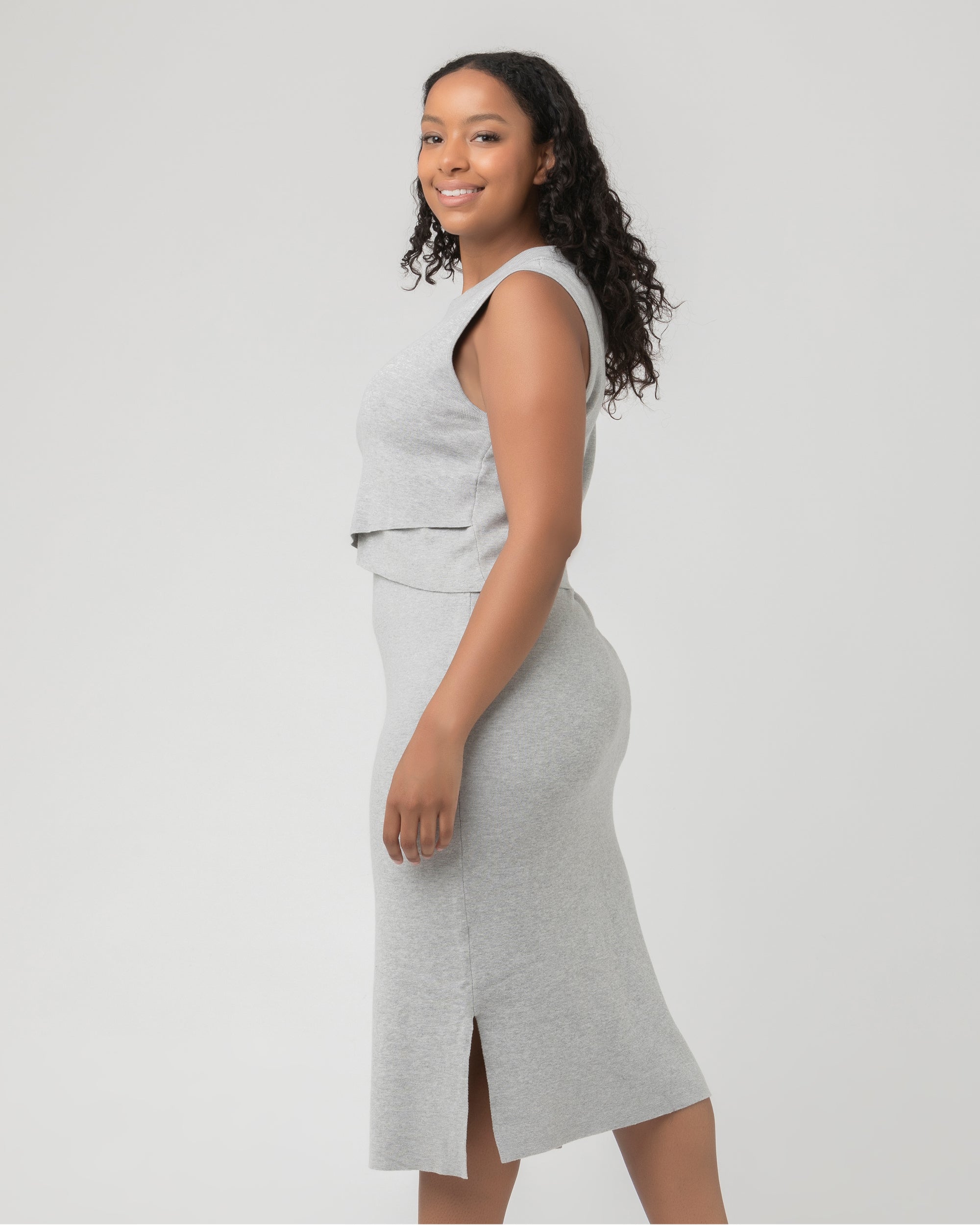 Layered Knit Nursing Dress Silver Marle