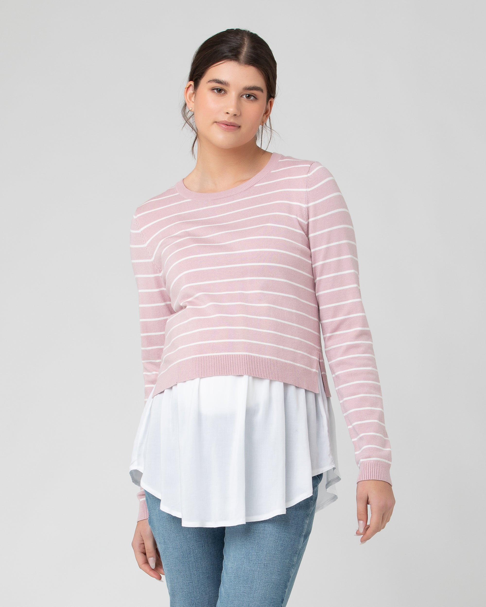 Sia Nursing Knit Dusty Pink / White