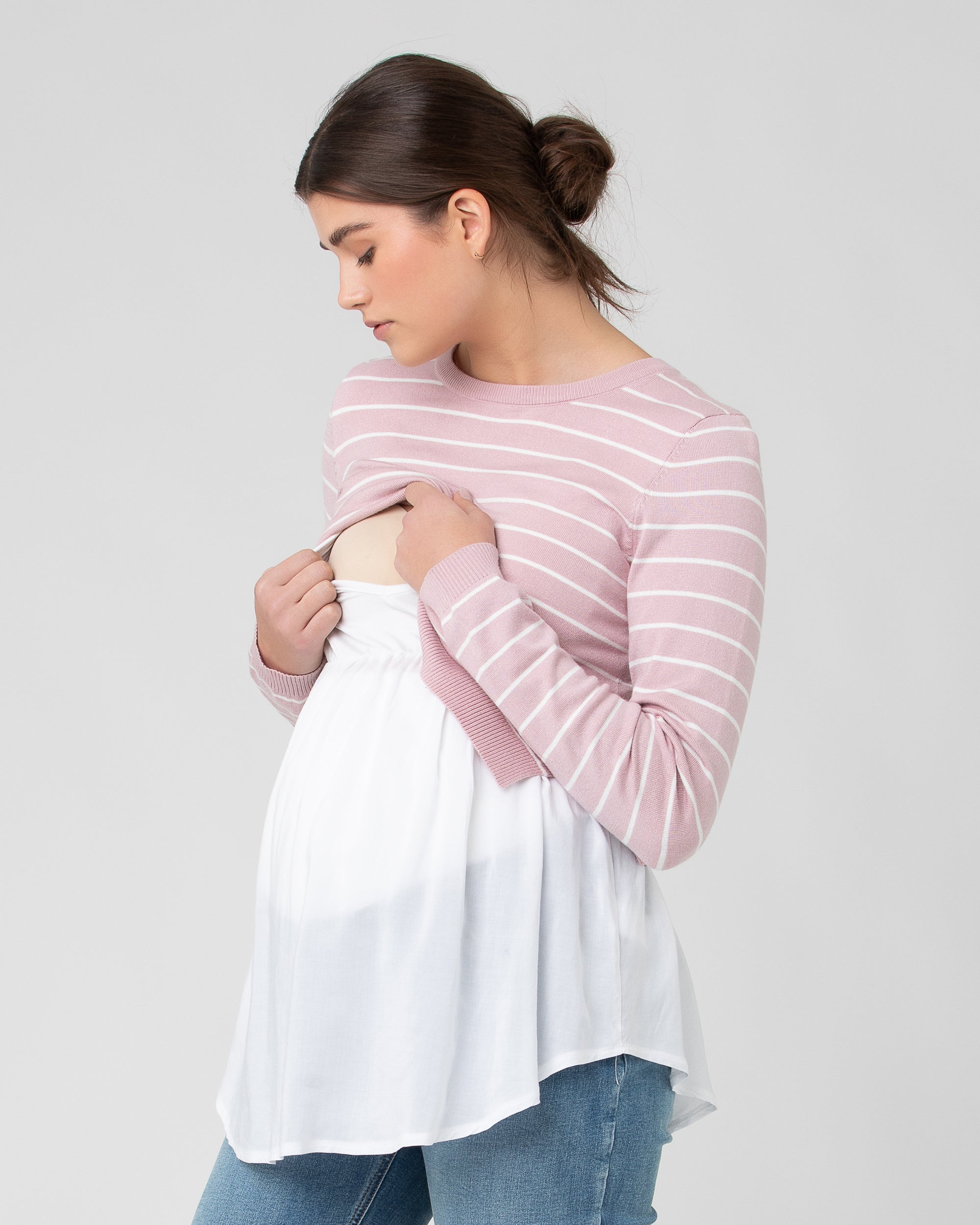 Sia Nursing Knit Dusty Pink / White