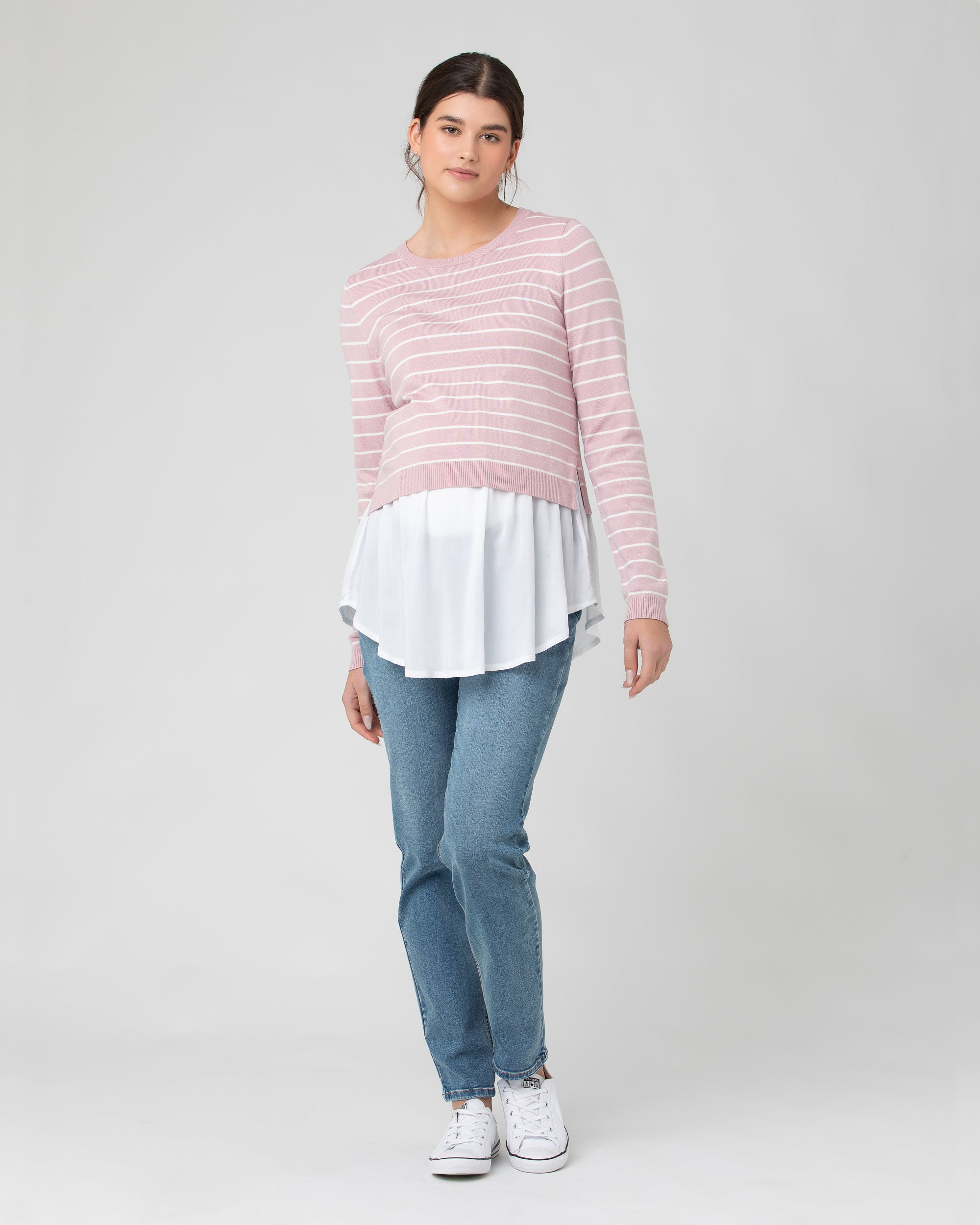 Sia Nursing Knit Dusty Pink / White