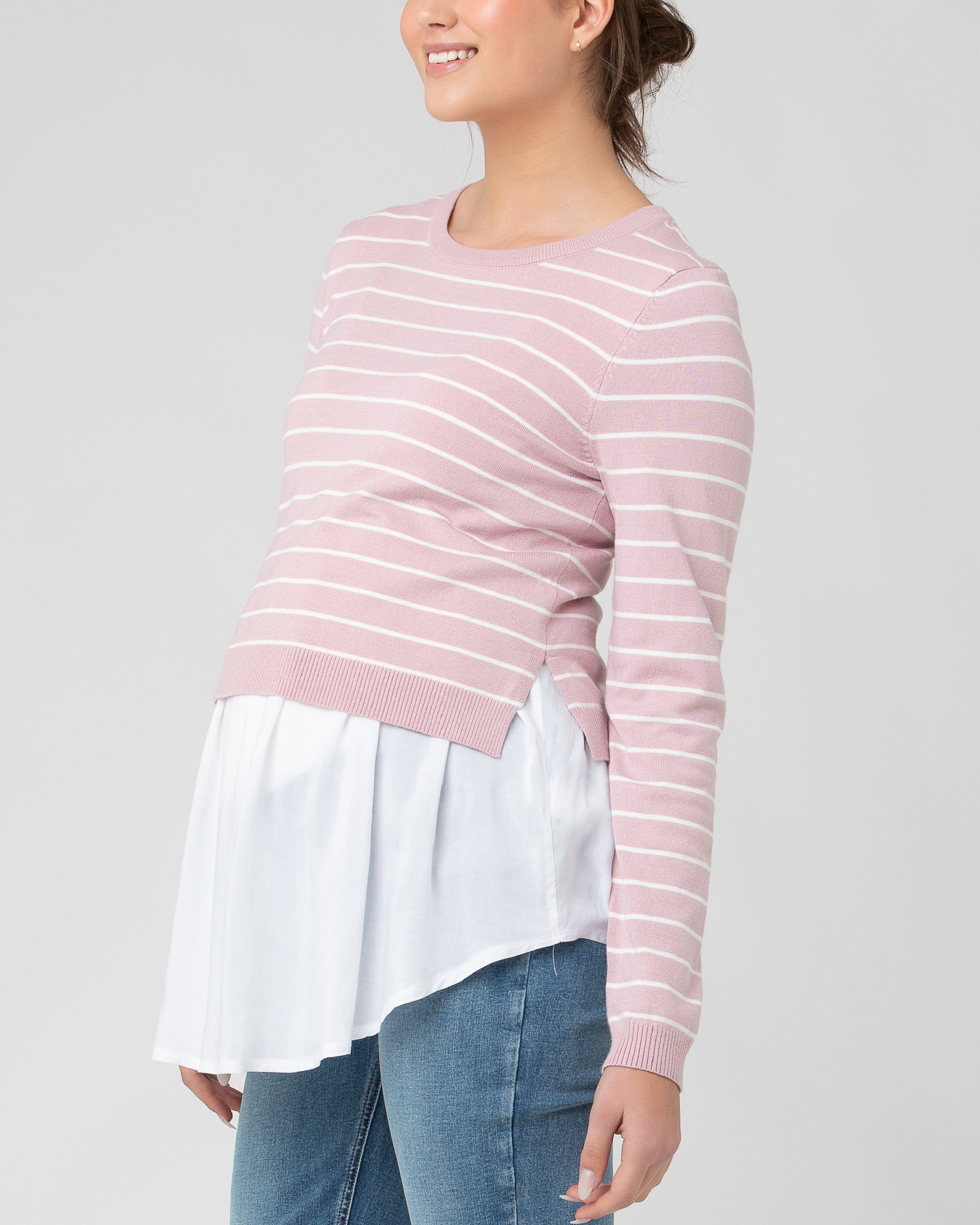 Sia Nursing Knit Dusty Pink / White