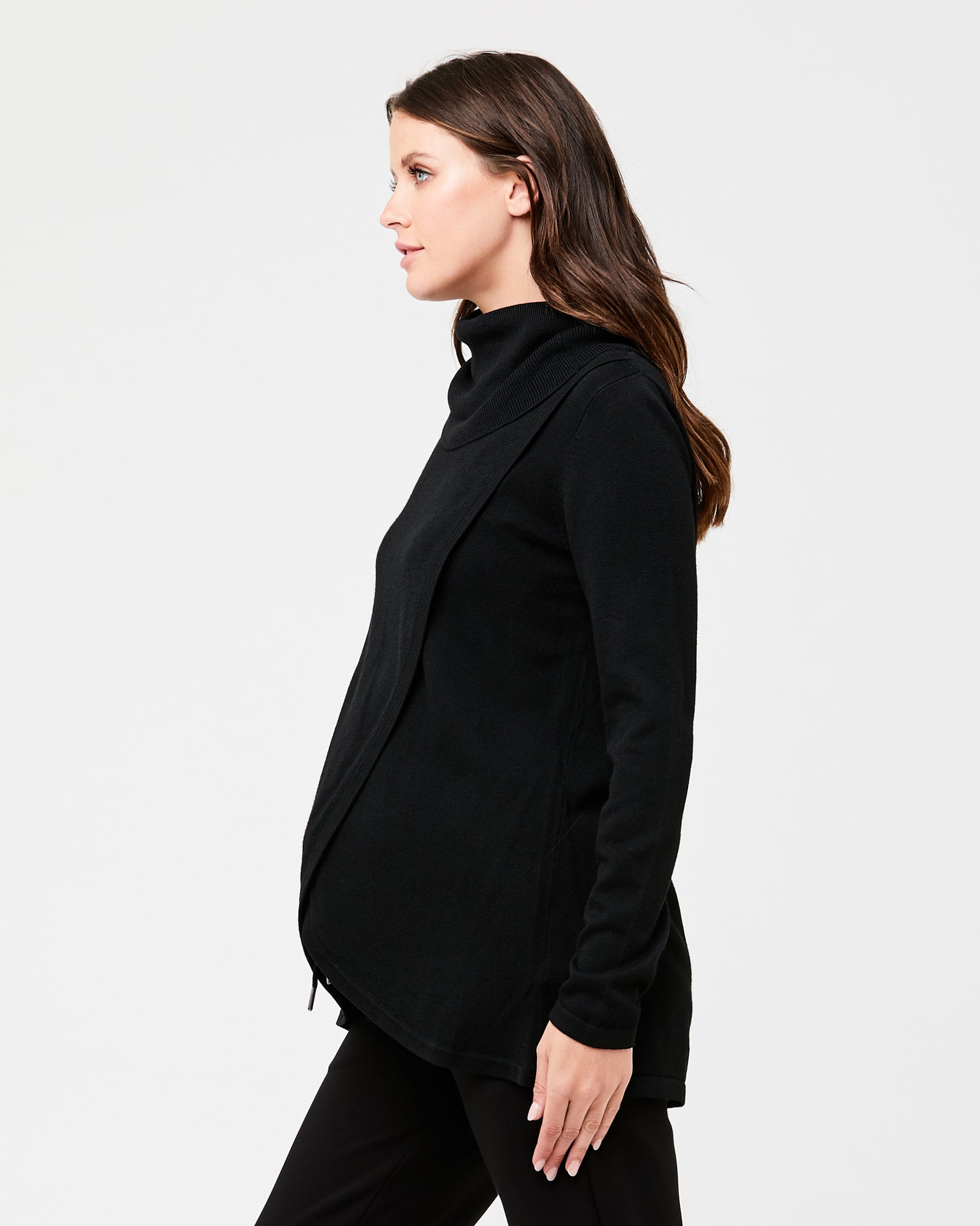 Cowl Neck Nursing Knit Black