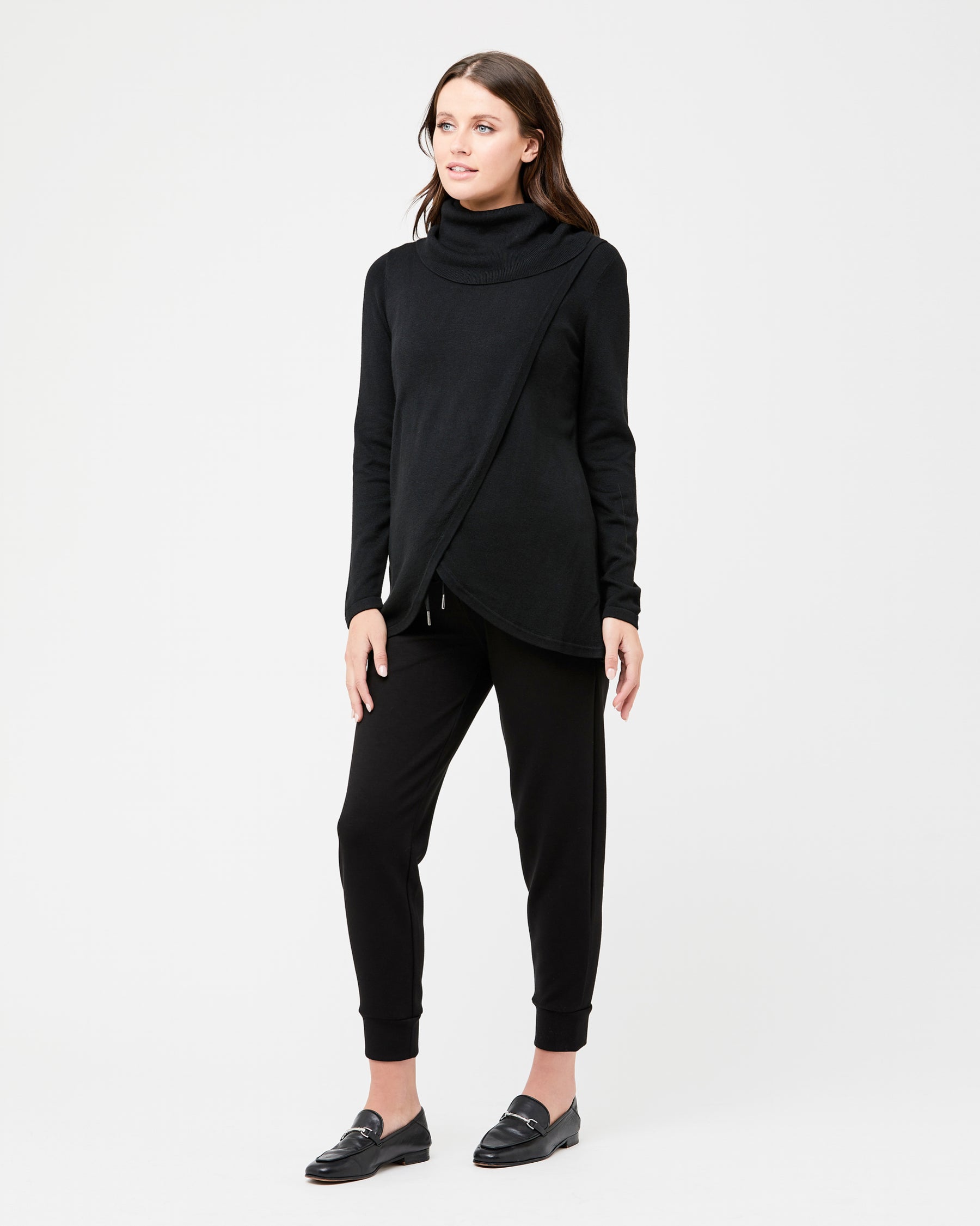 Cowl Neck Nursing Knit Black