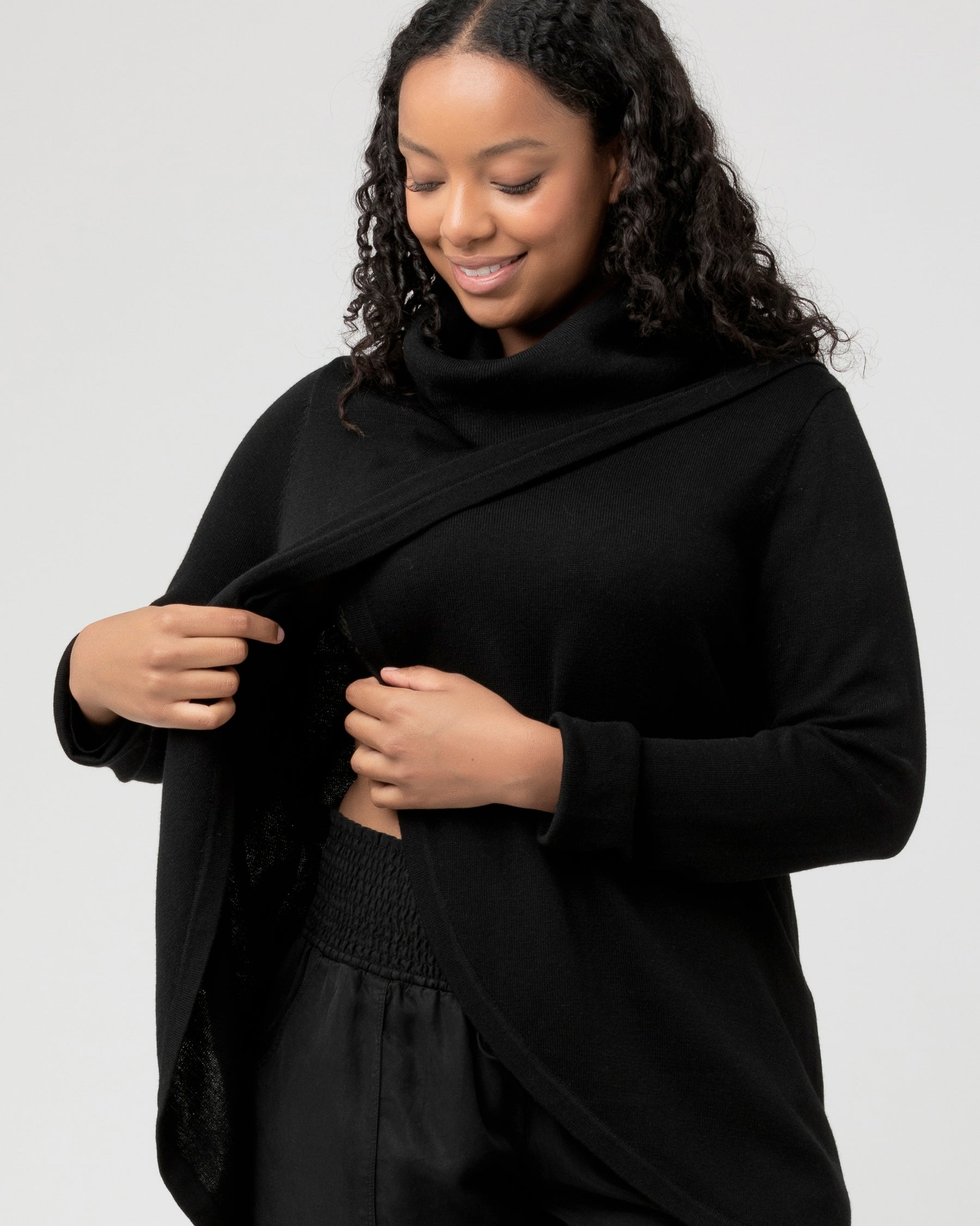 Cowl Neck Nursing Knit Black