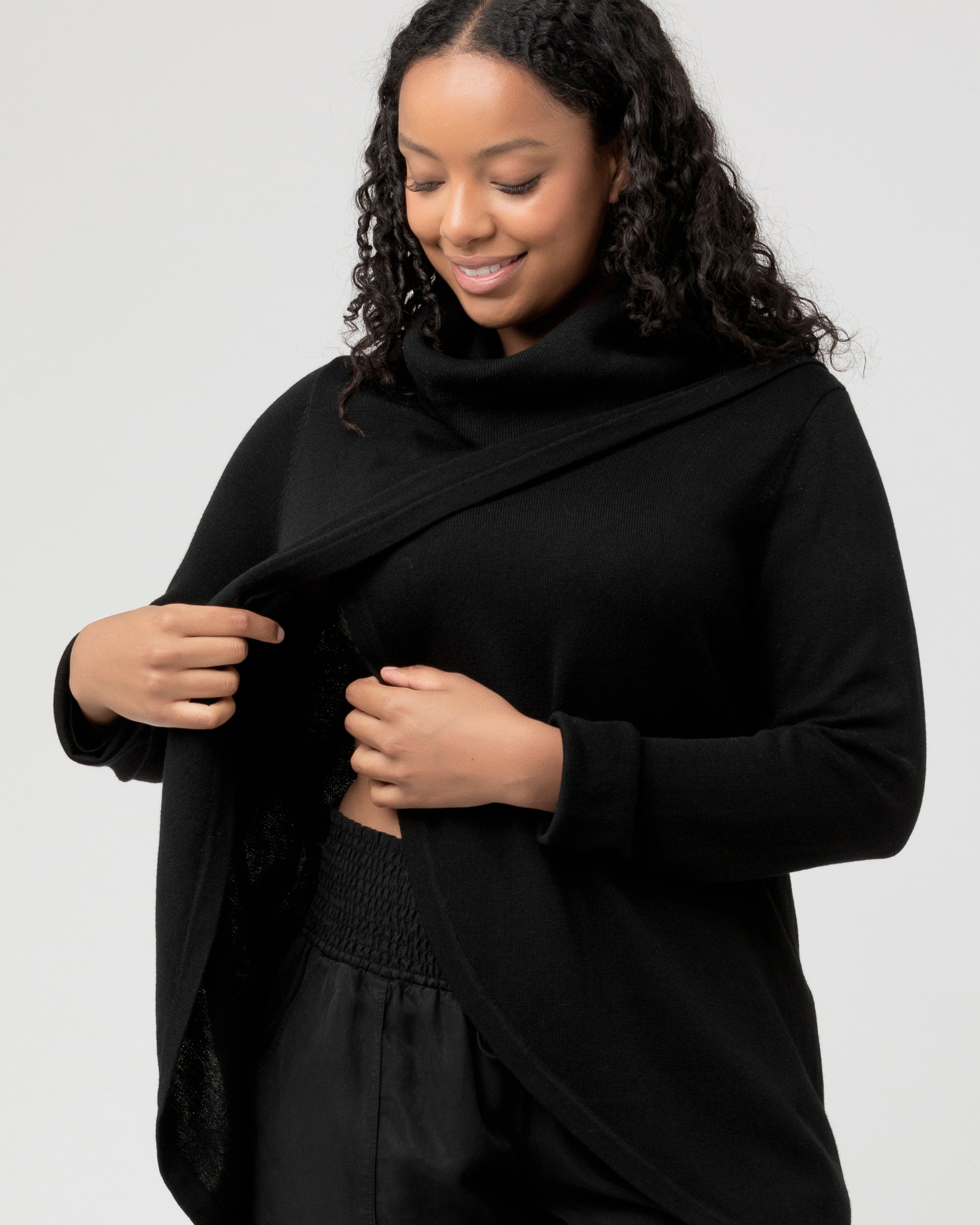 Cowl Neck Nursing Knit  Black