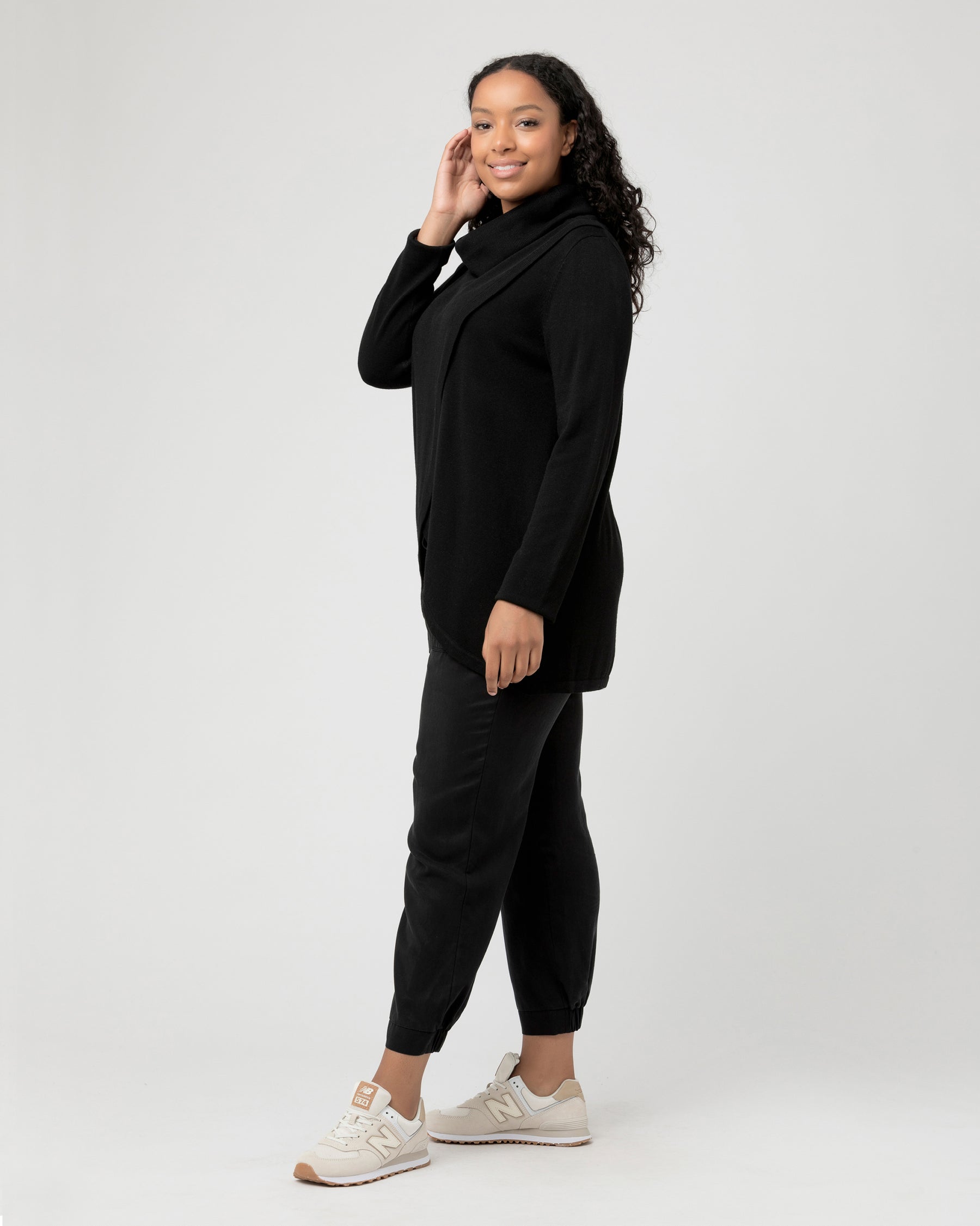 Cowl Neck Nursing Knit Black