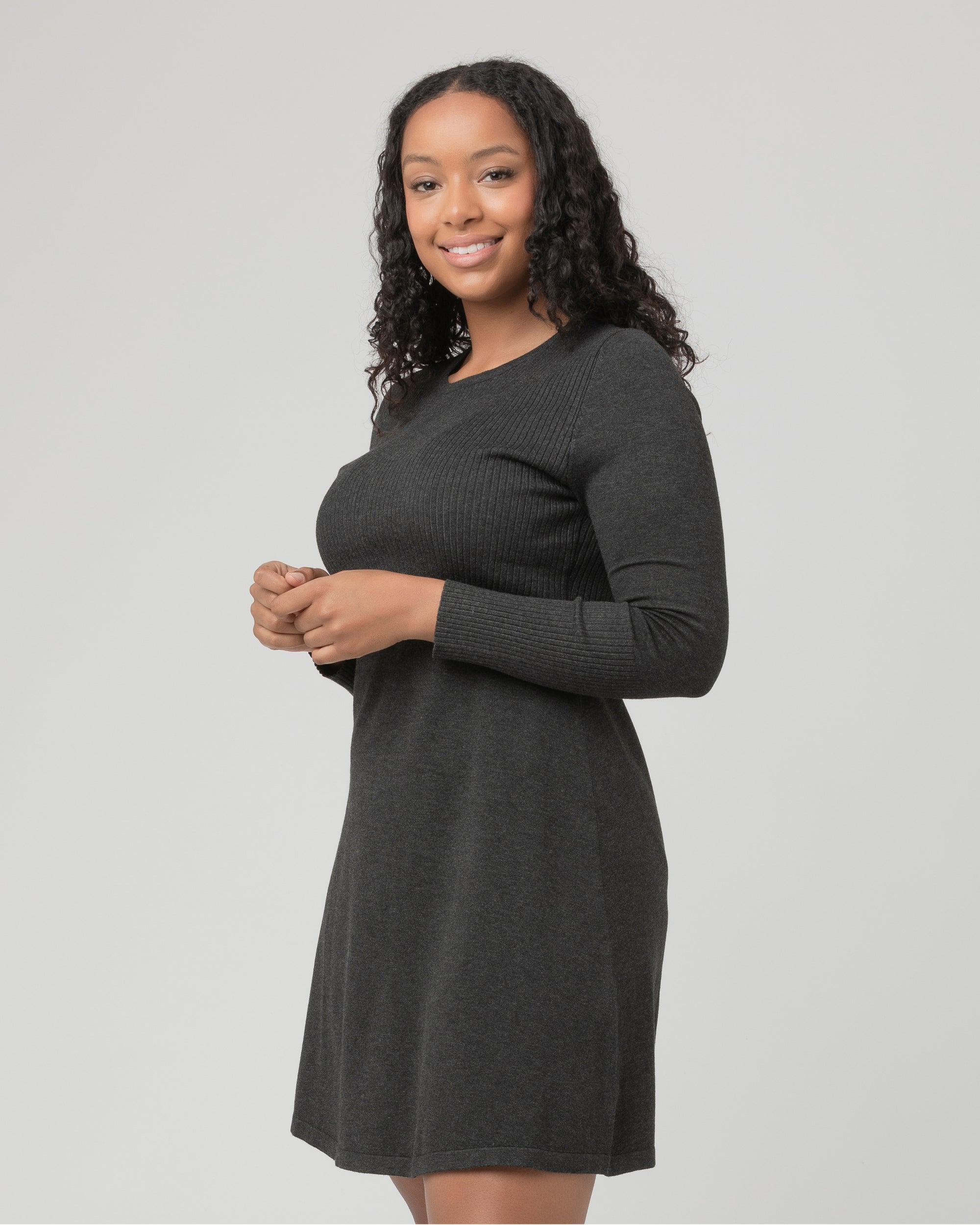 Molly Knit Nursing Dress Charcoal Marle