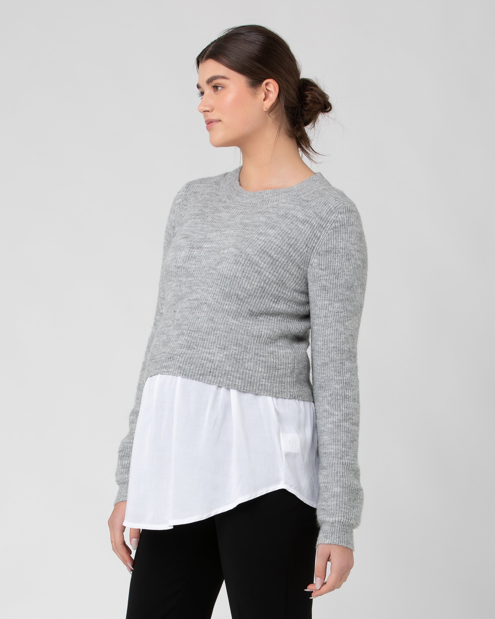 Mandy Detachable Nursing Knit Grey Marle