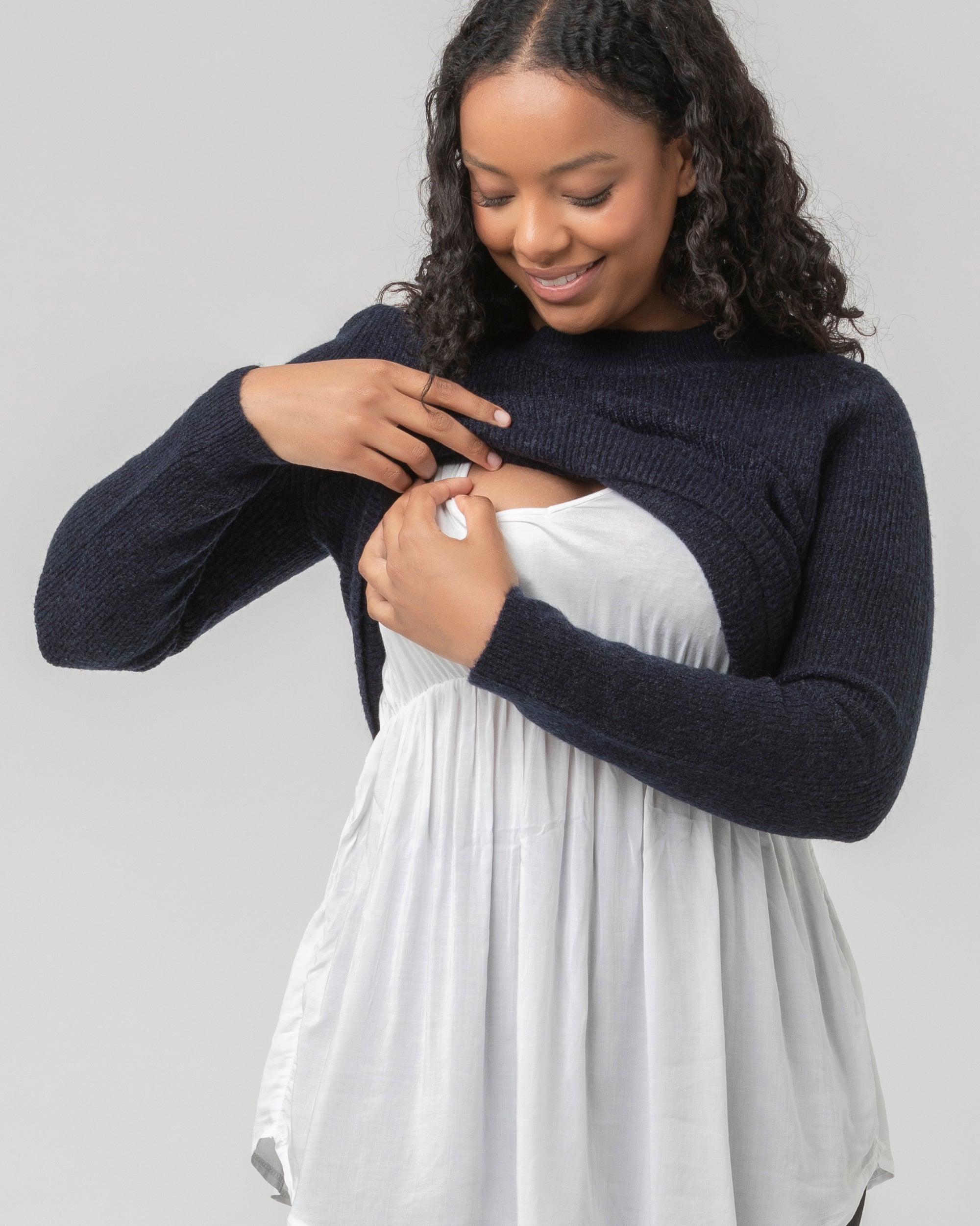 Mandy Detachable Nursing Knit Navy