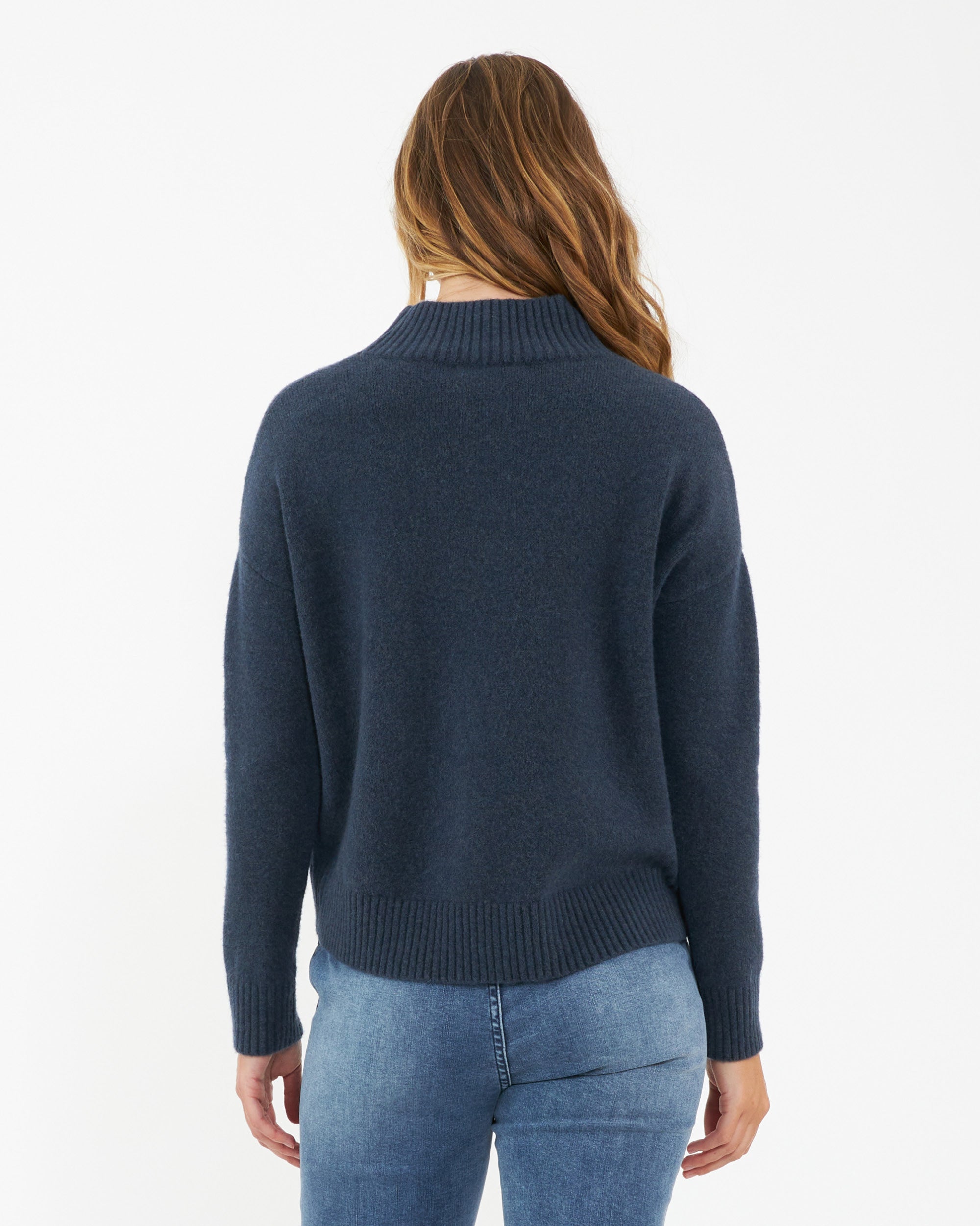 Jade Crop Nursing Knit Denim Marle