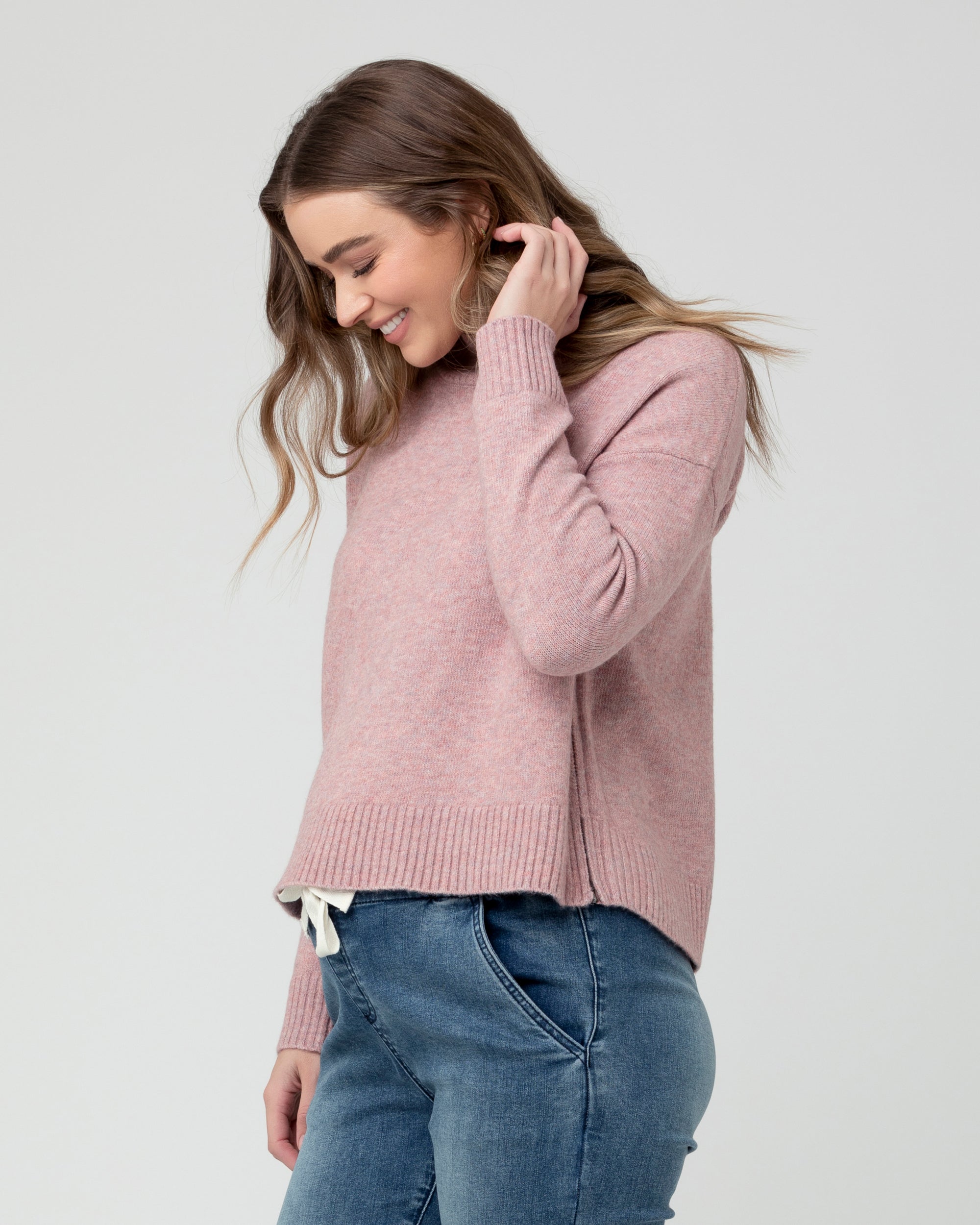 Jade Crop Nursing Knit Pink