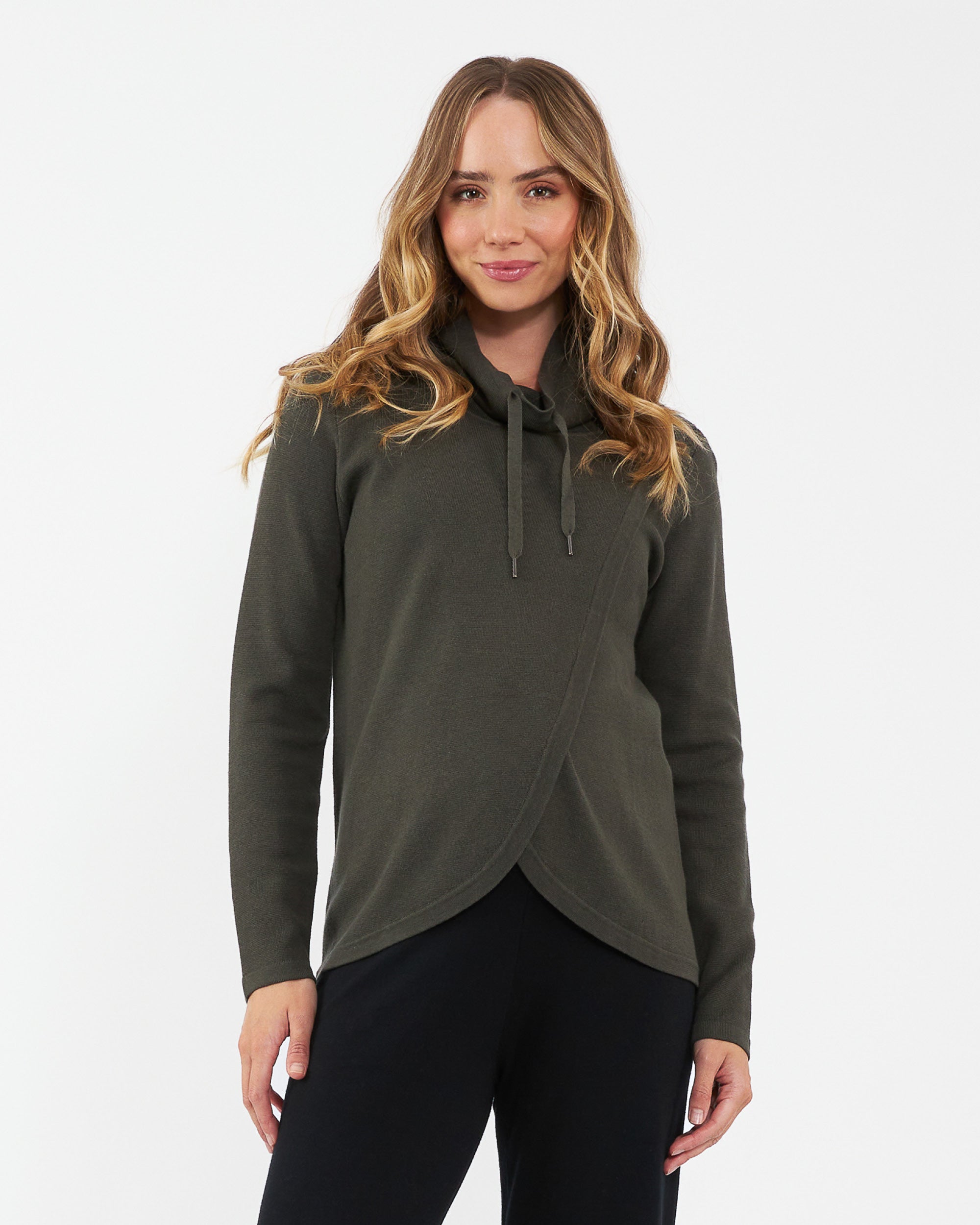 Cassie Cross Over Nursing Knit Khaki