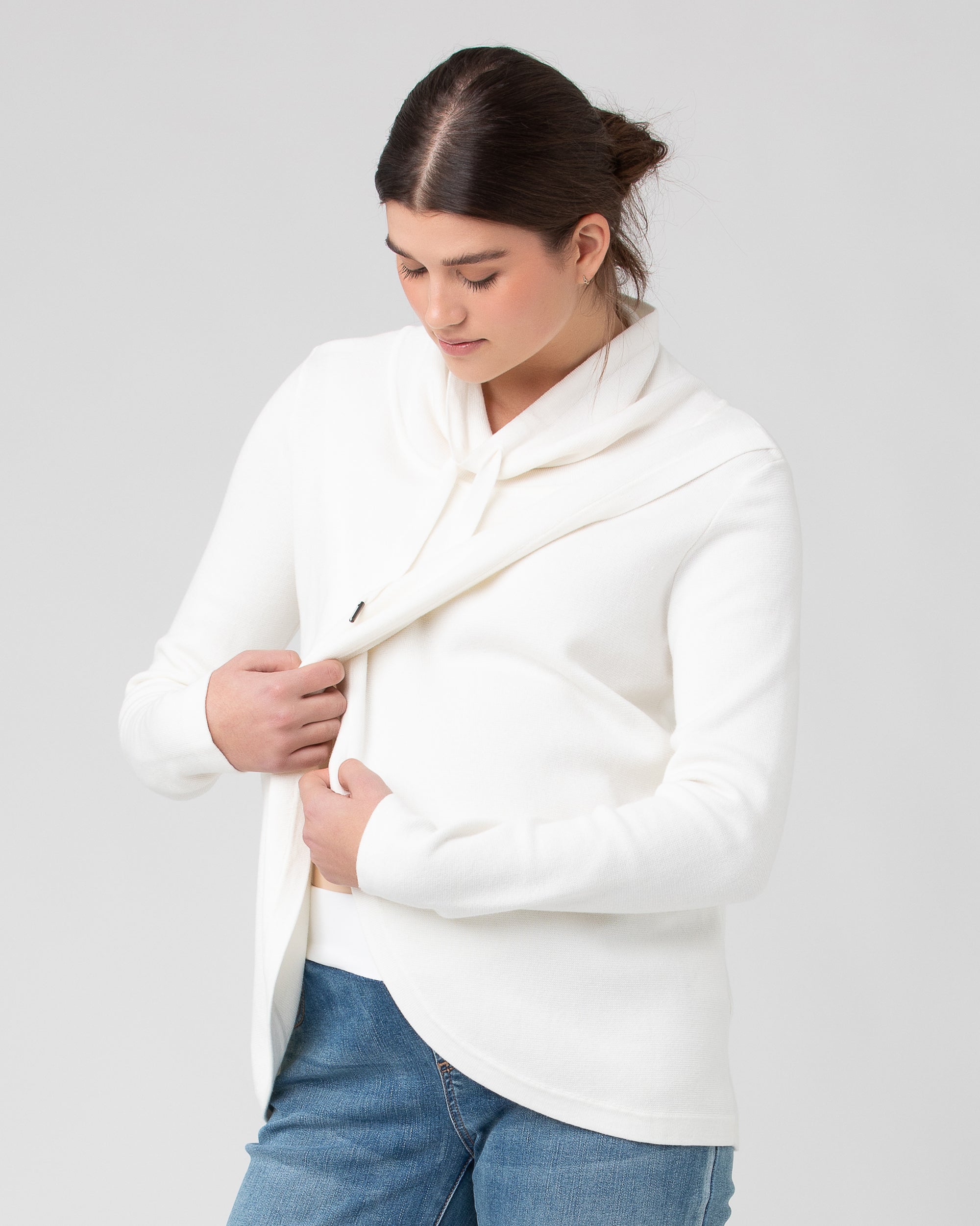 Cassie Cross Over Nursing Knit Off White