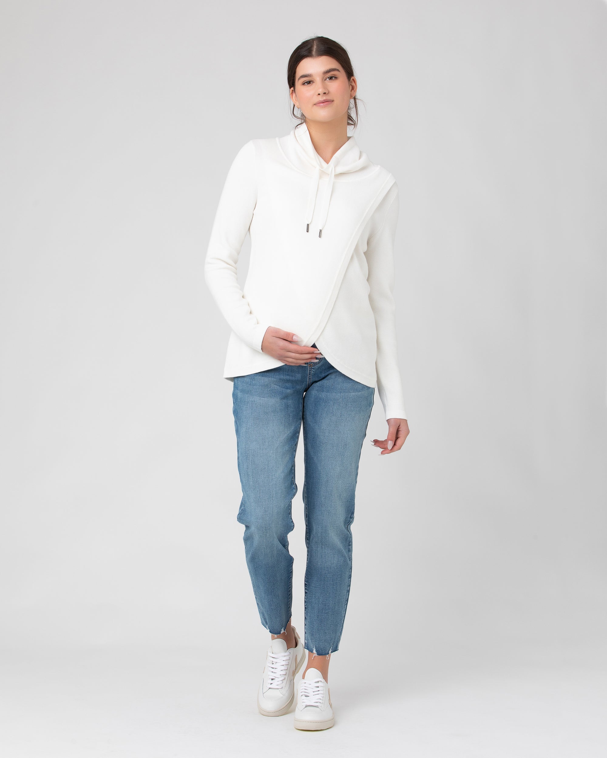 Cassie Cross Over Nursing Knit Off White