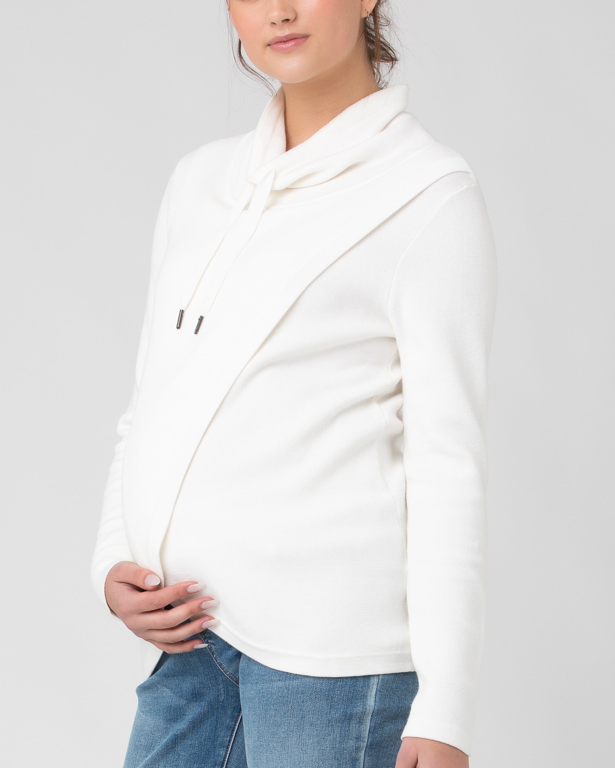 Cassie Cross Over Nursing Knit Off White