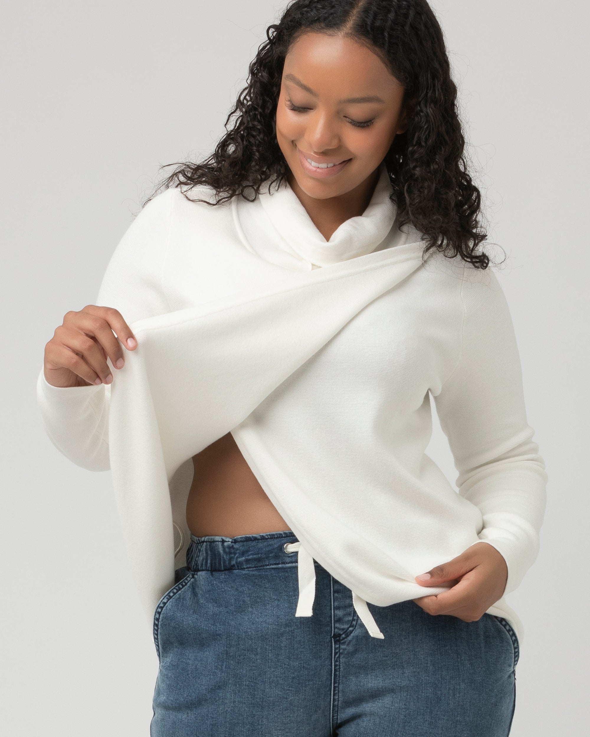 Cassie Cross Over Nursing Knit Off White