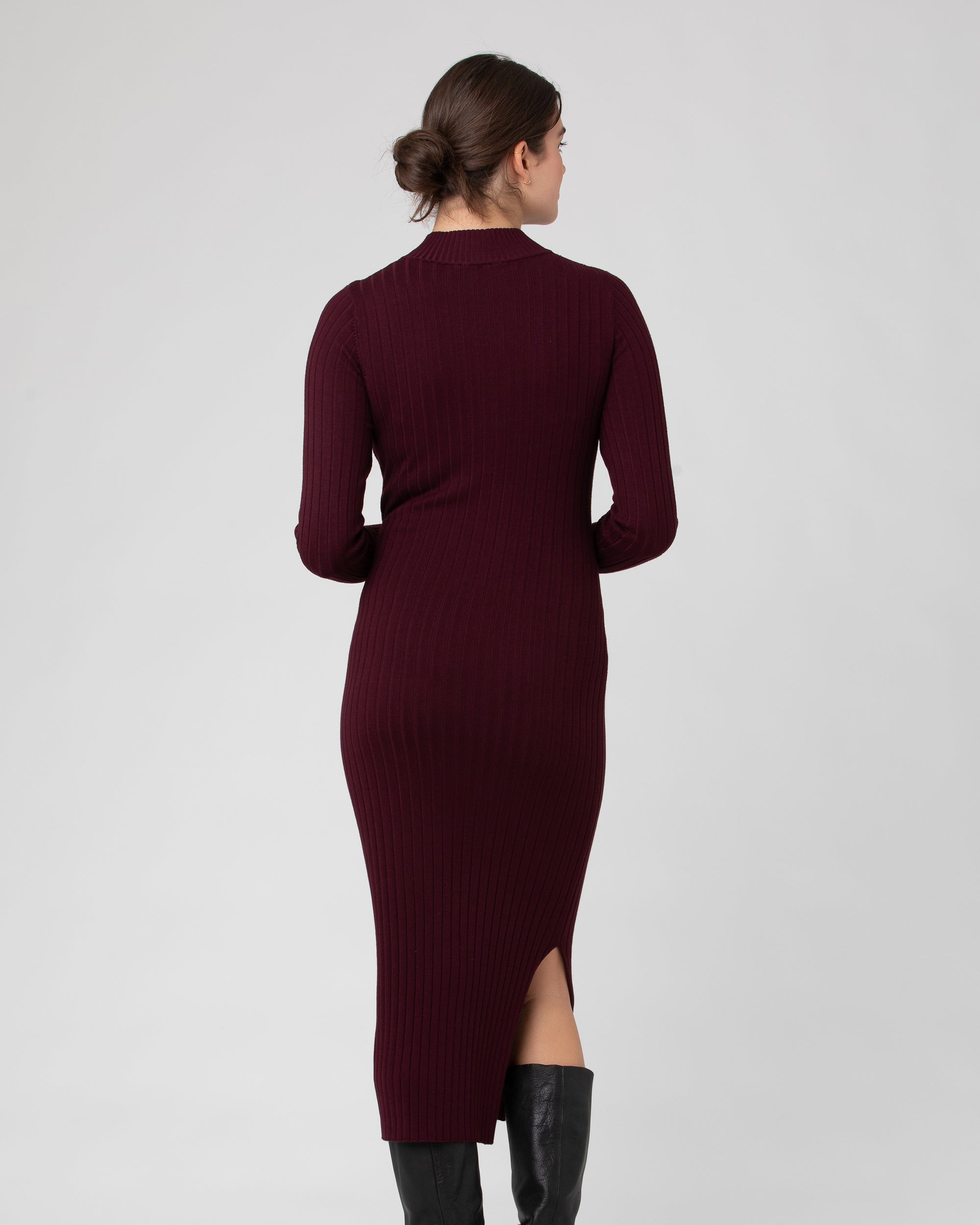 Nella Rib Nursing Knit Dress  Maroon