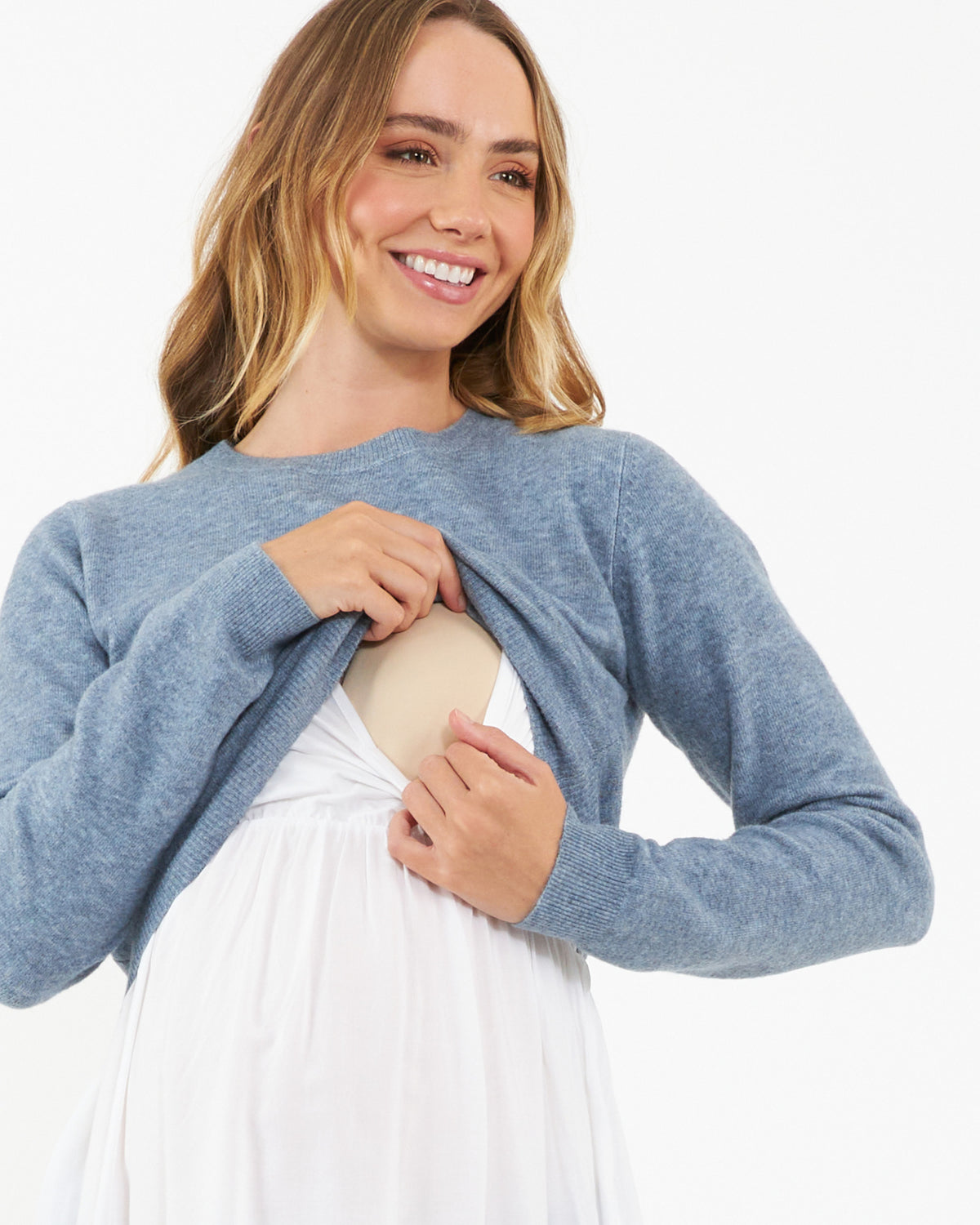 Sandy Detachable Nursing Knit Denim Marle