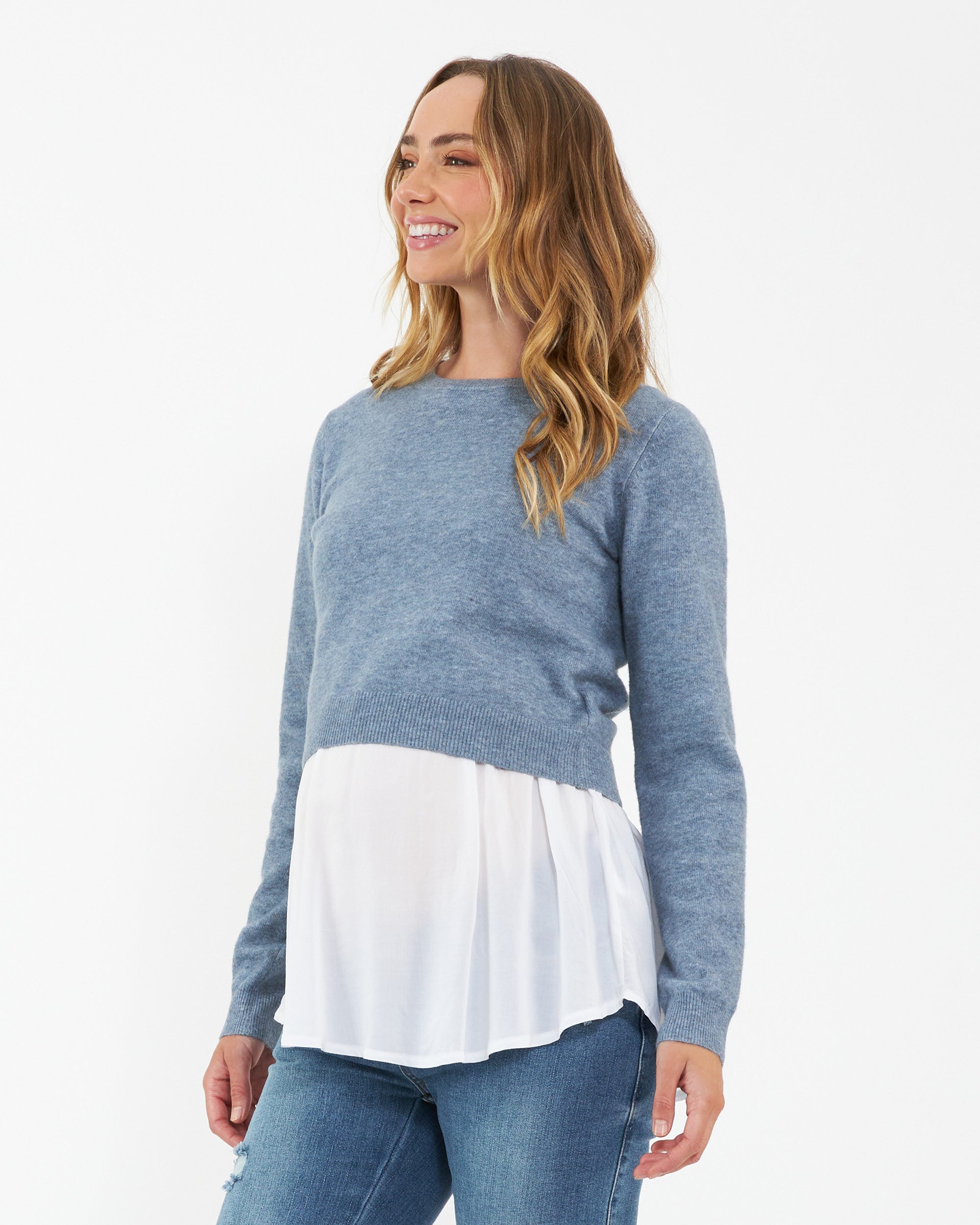 Sandy Detachable Nursing Knit Denim Marle