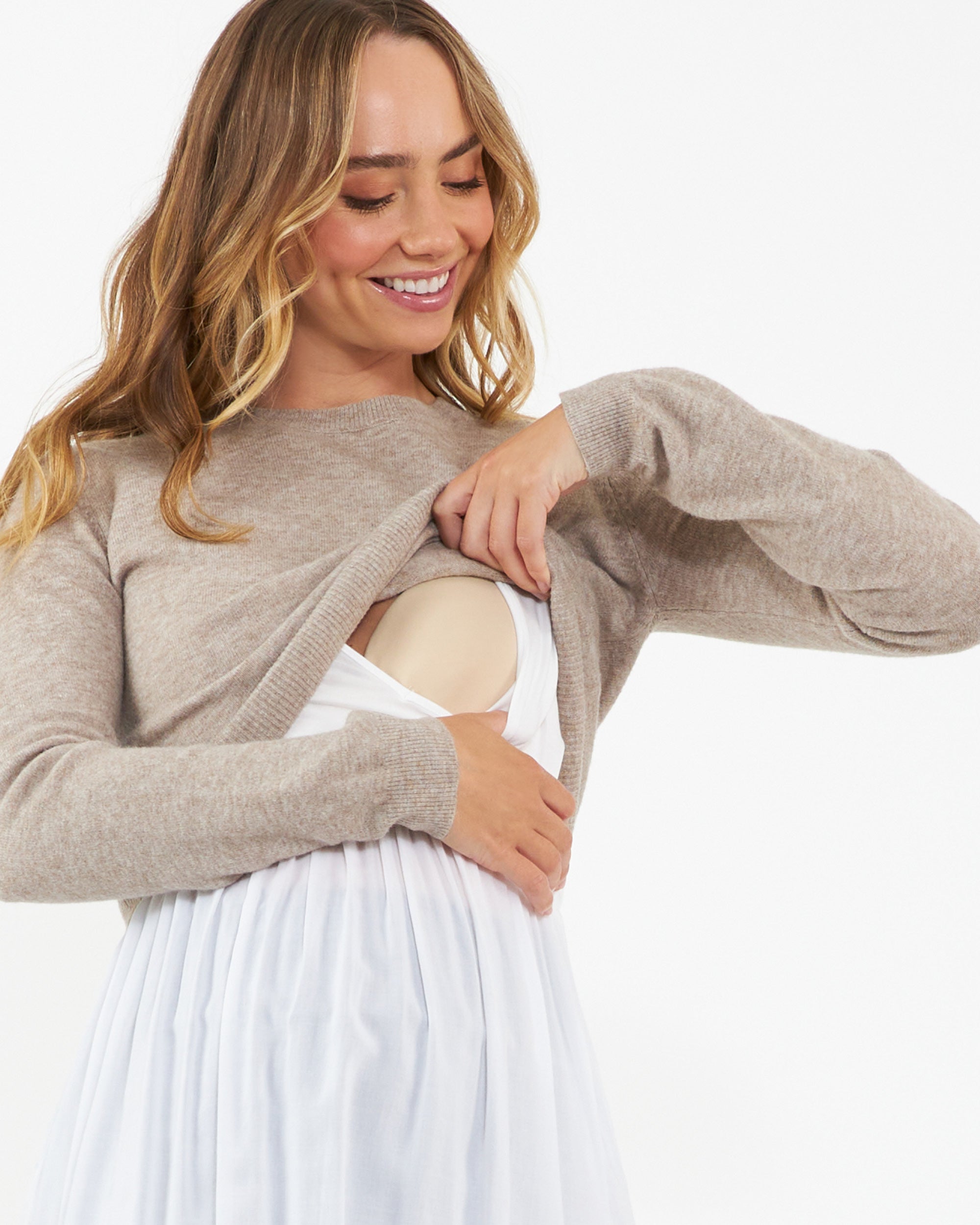 Sandy Detachable Nursing Knit Latte