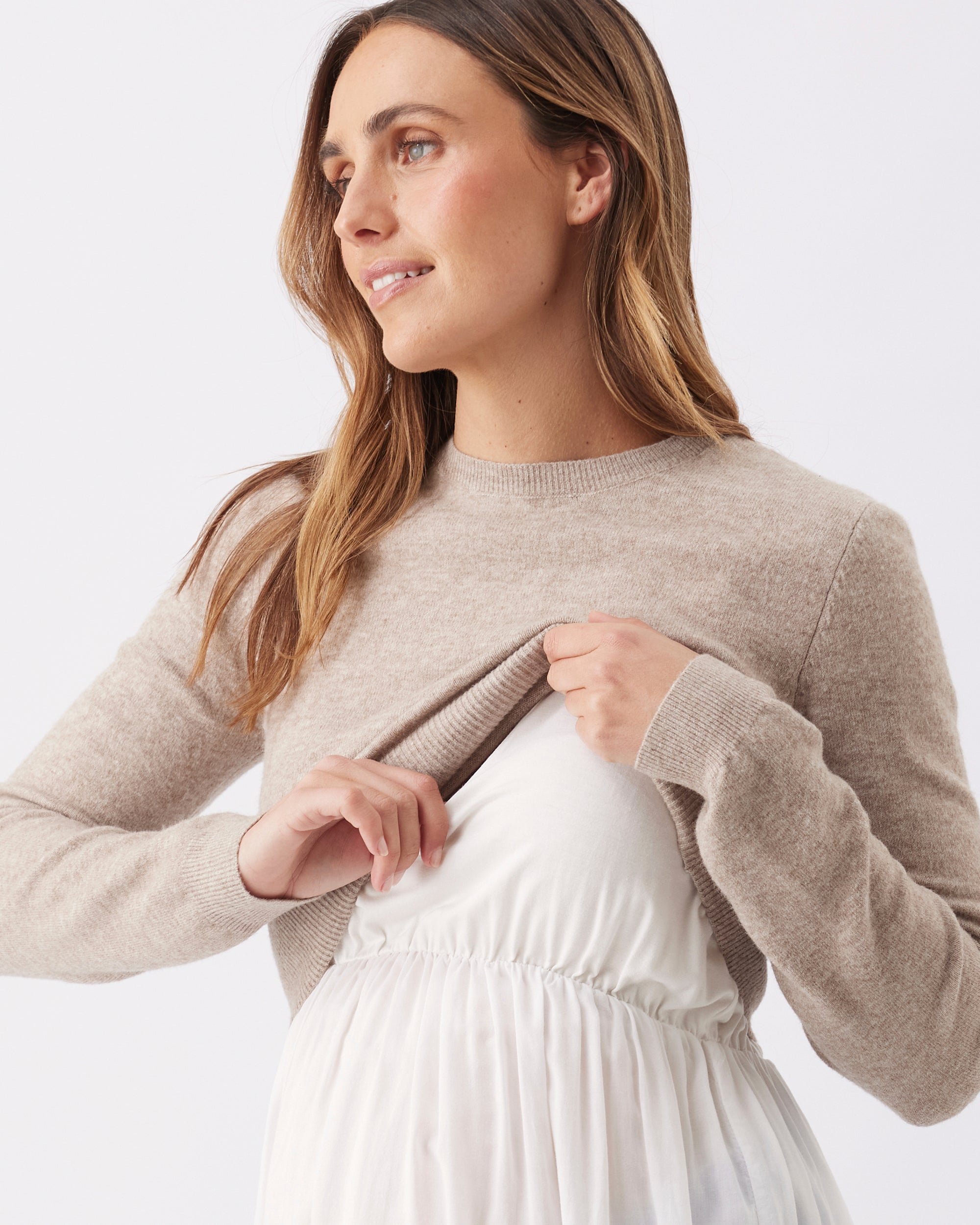 Sandy Detachable Nursing Knit Latte