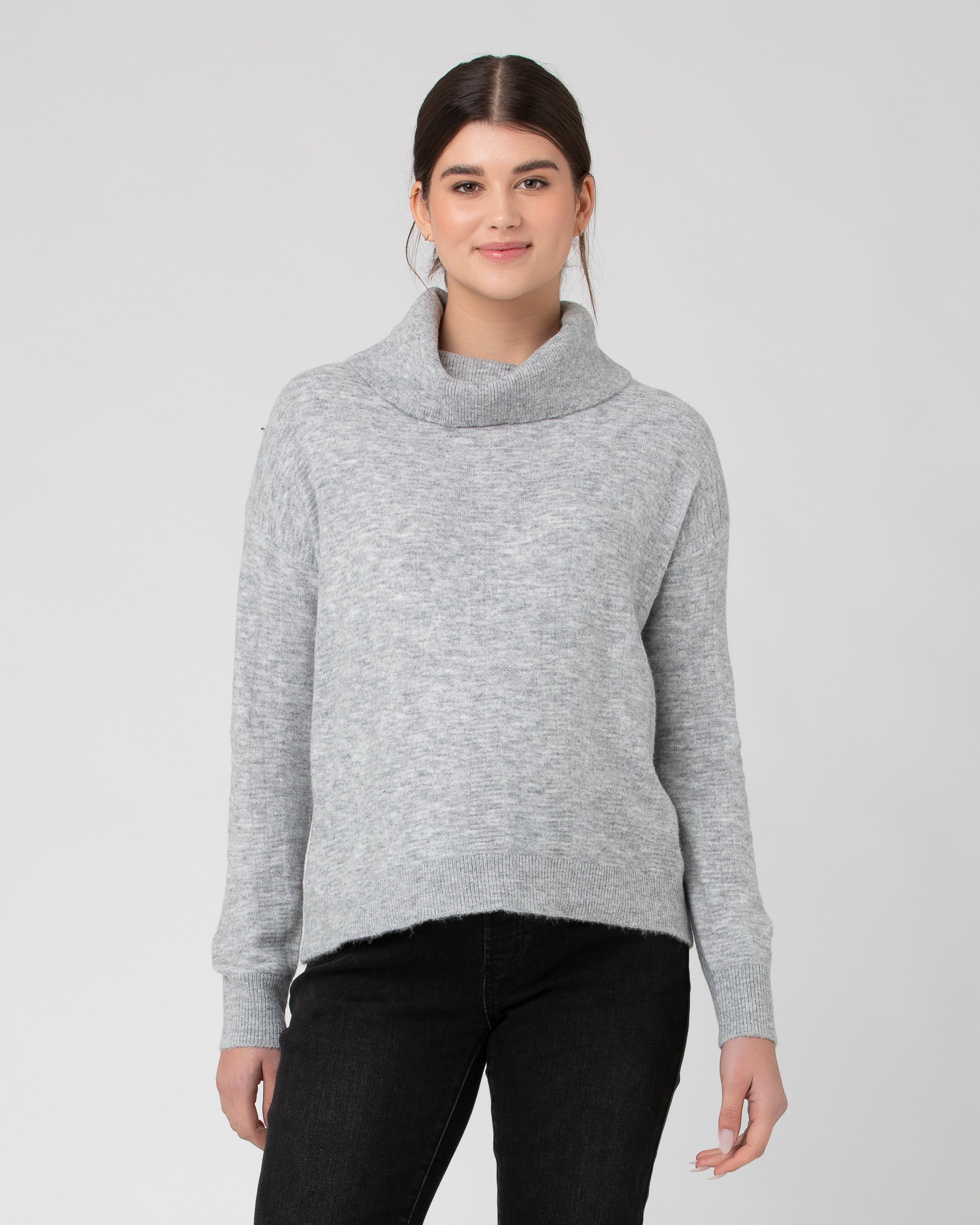 Riley Roll Neck Knit Silver Marle