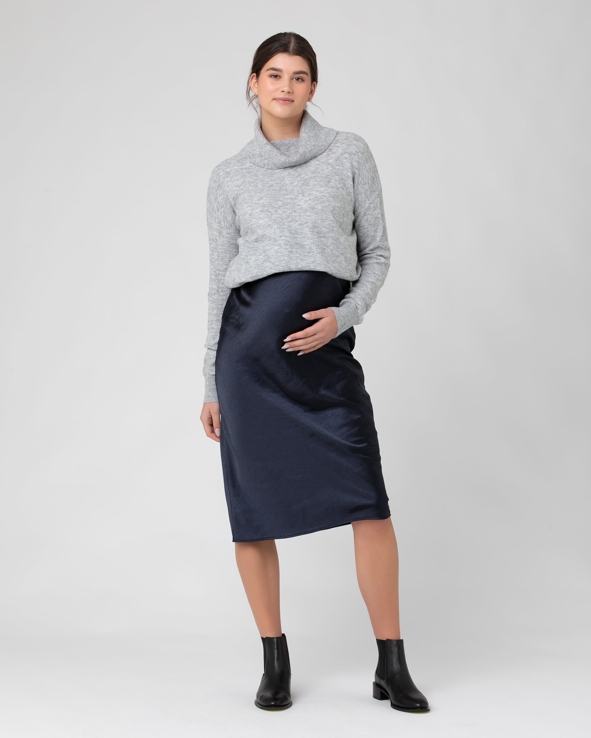 Riley Roll Neck Knit Silver Marle