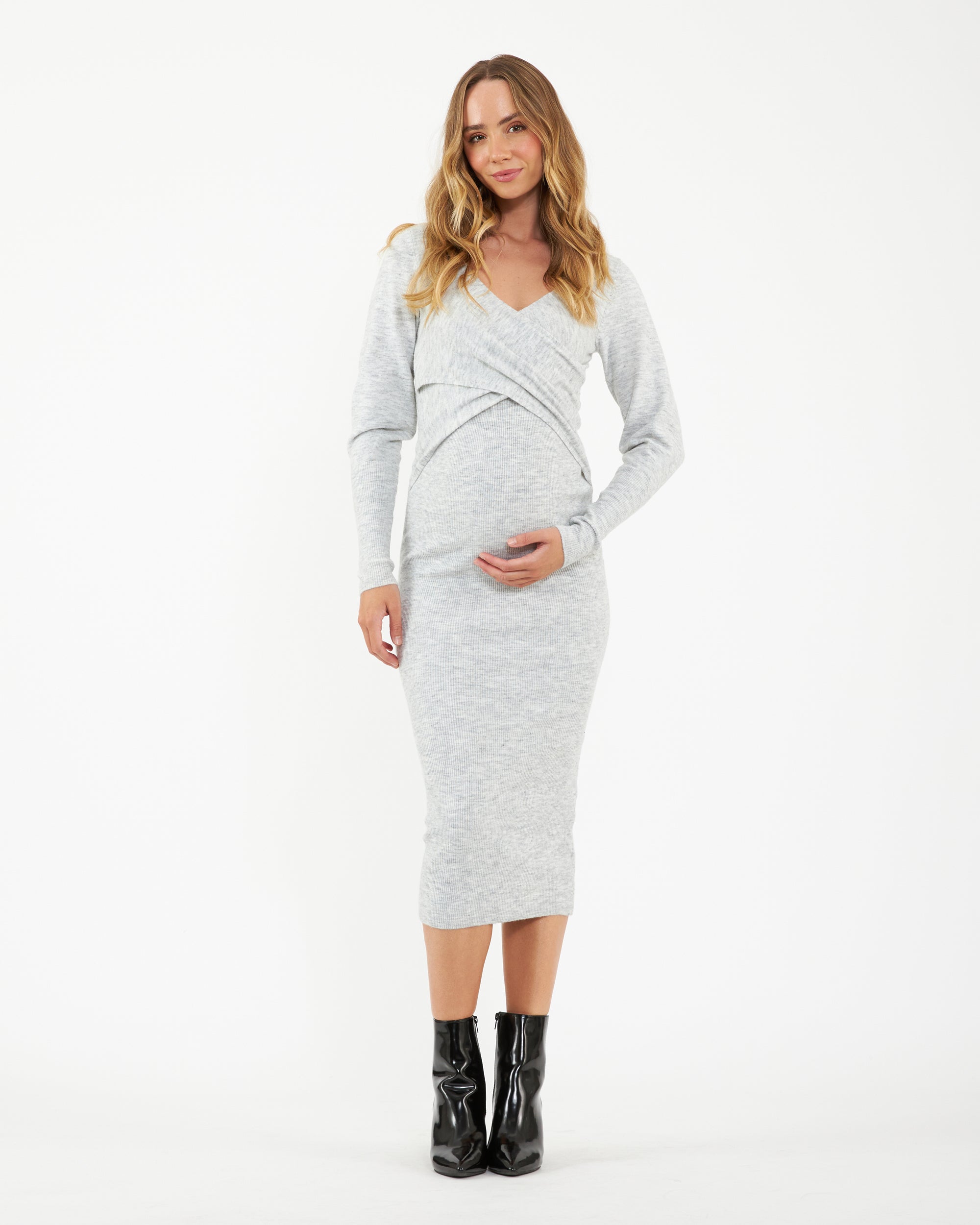 Heidi Nursing Knit Dress  Snow Marle