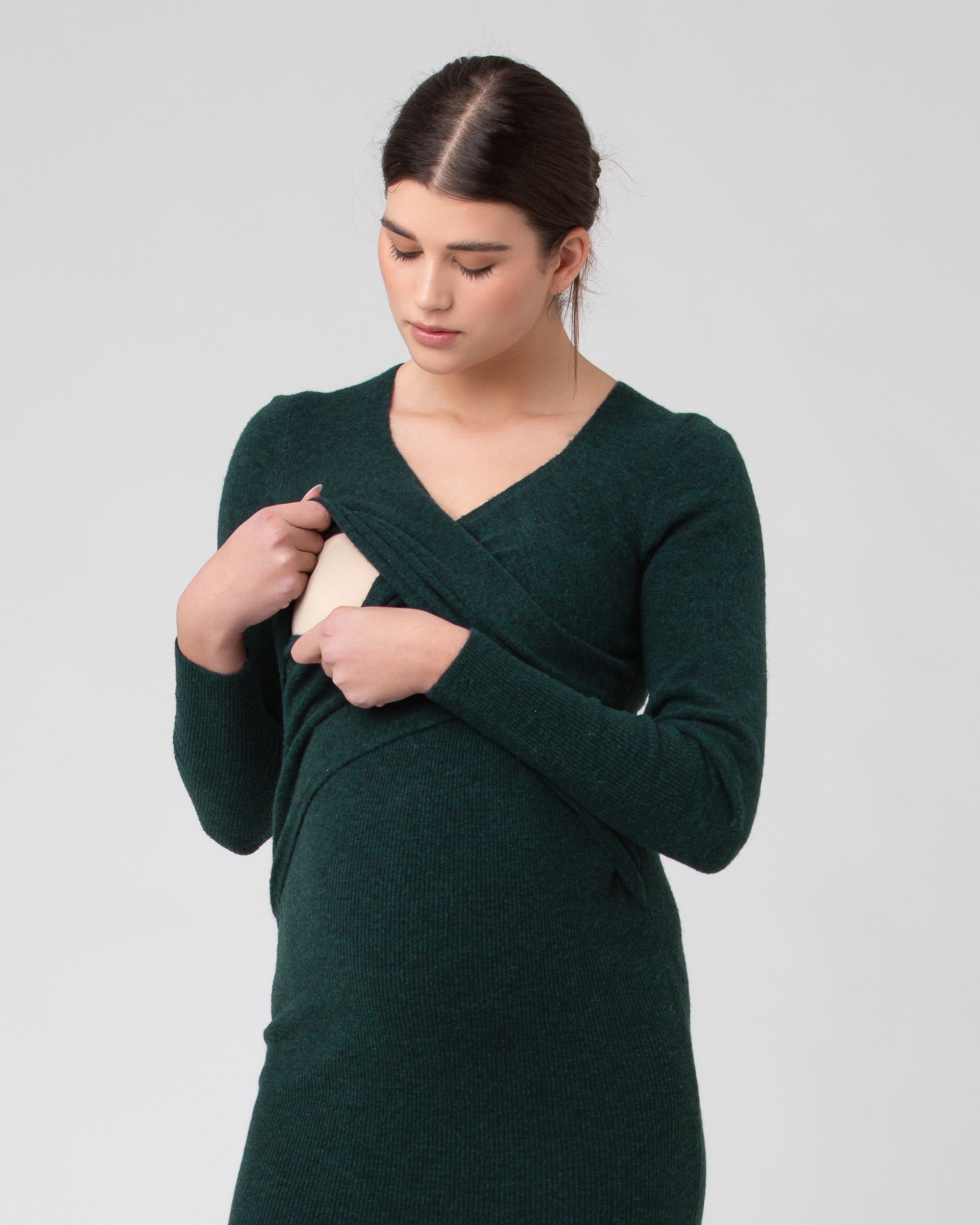 Heidi Nursing Knit Dress  Forest