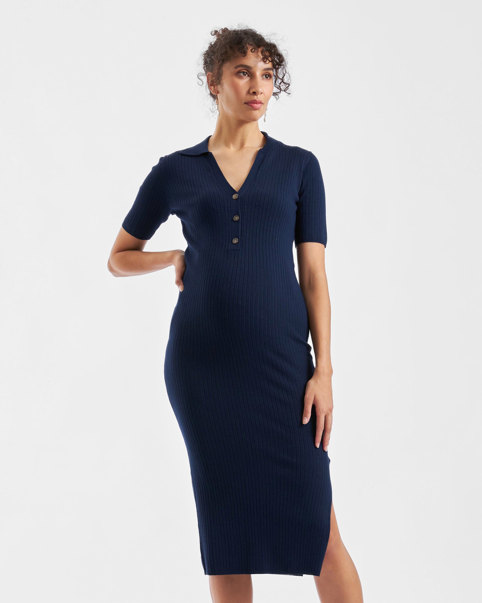 Maddy Knit Polo Dress Navy
