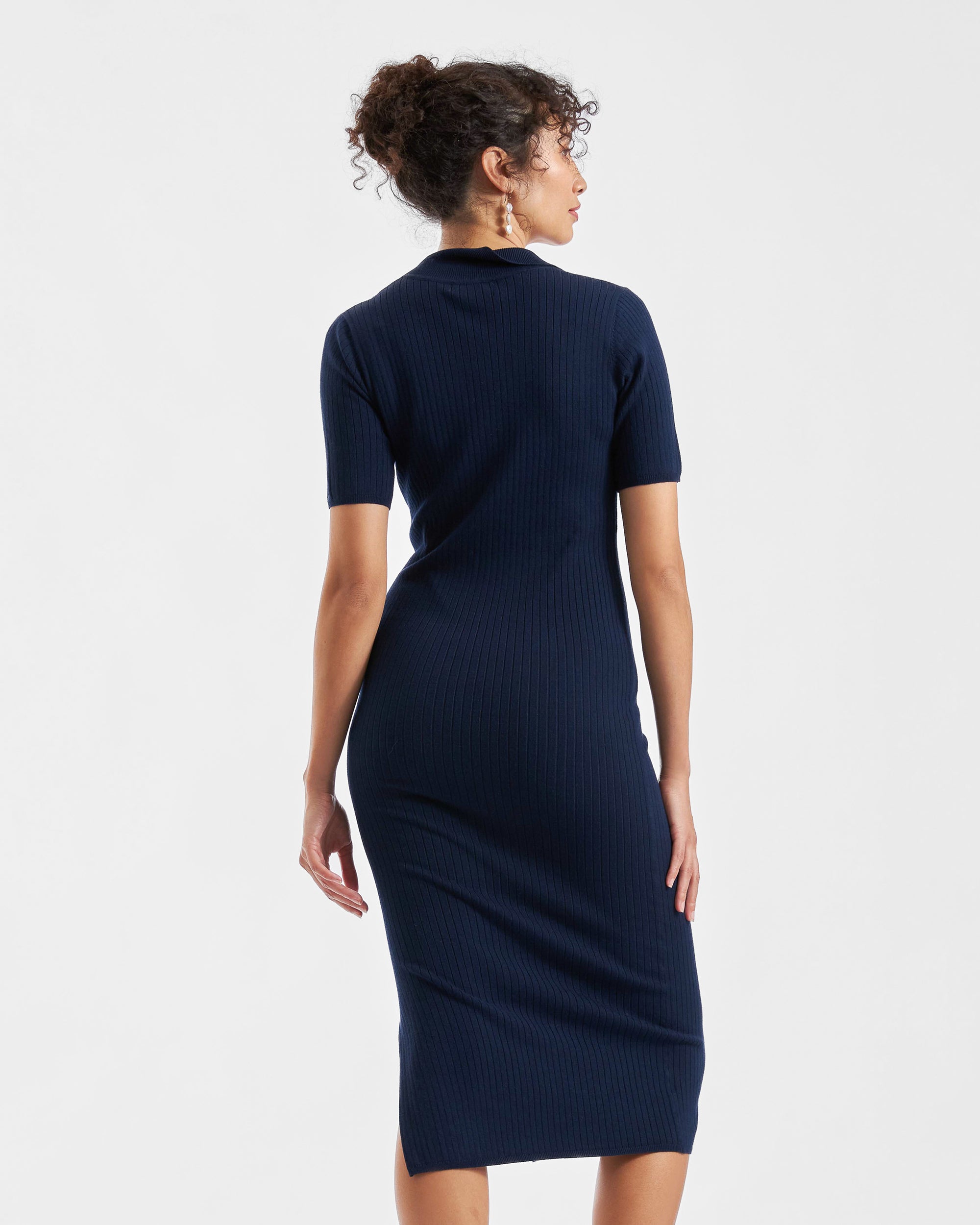 Maddy Knit Polo Dress Navy