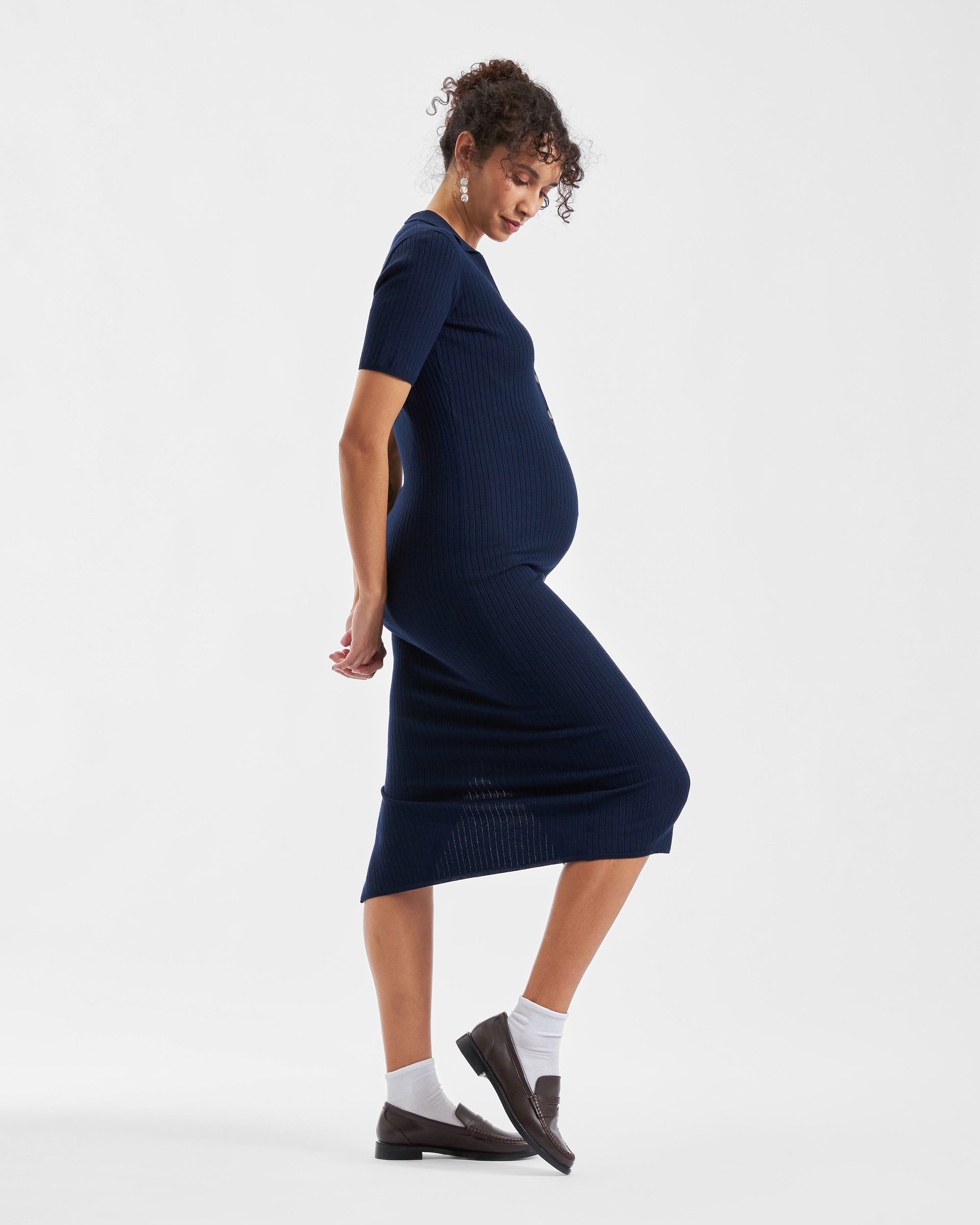 Maddy Knit Polo Dress Navy