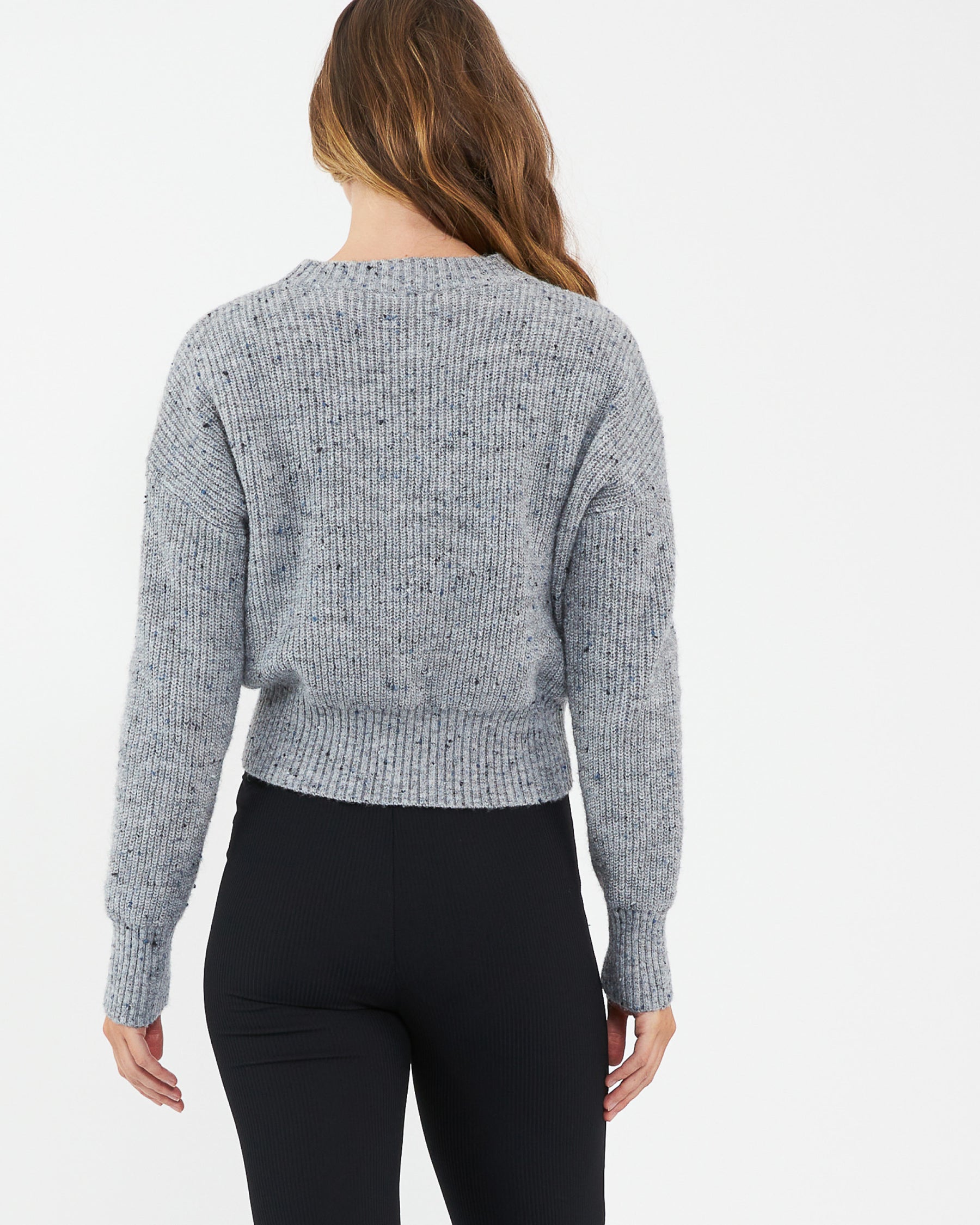 Bonnie Tie Front Knit Grey Marle