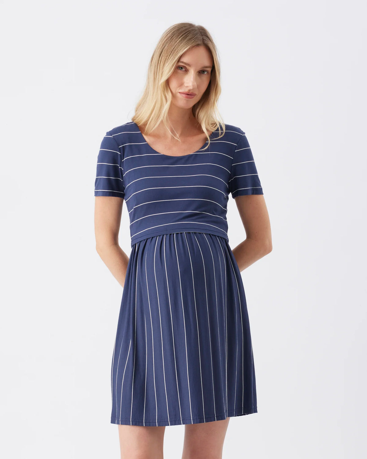 casual nursing dress Crop Top Indigo / White BFCM25-30 nursing outfit Style:L6998 Vintage Style Flower Girls