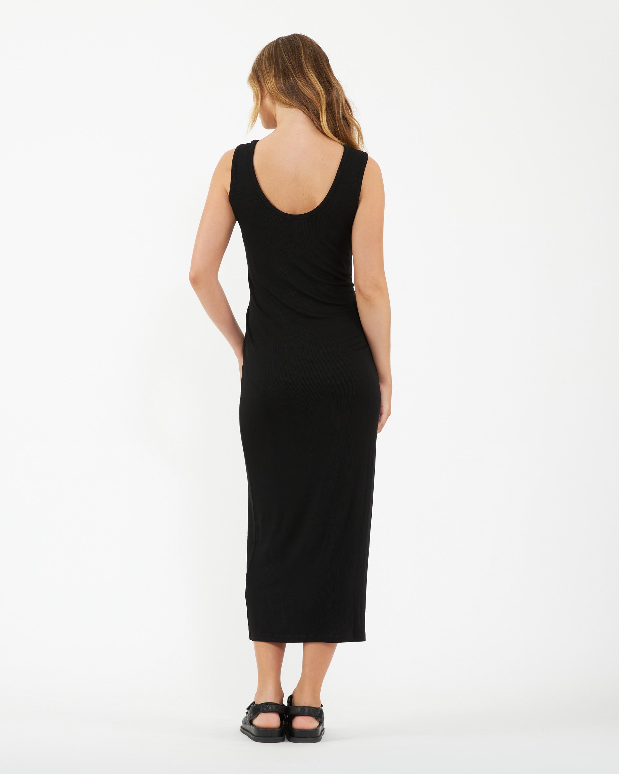 Rib Maxi Nursing Dress Black