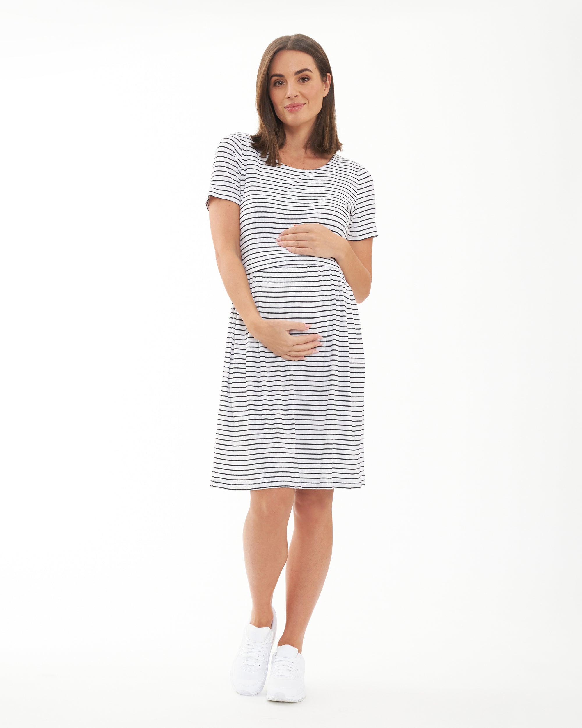 Shelly Summer Nursing Dress White / Black Shelly Summer Nursing Dress White / Black
