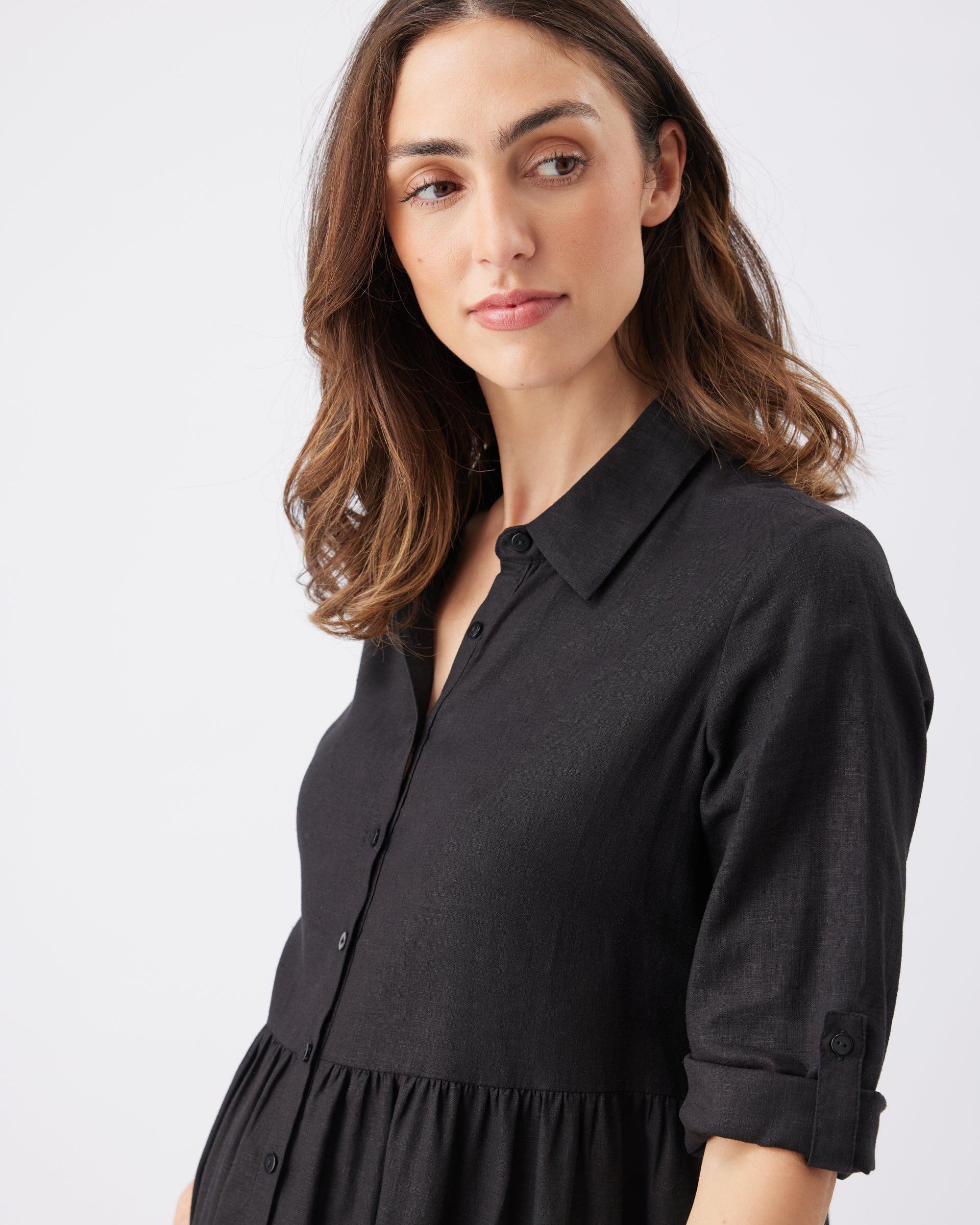 Adel Linen Dress Black