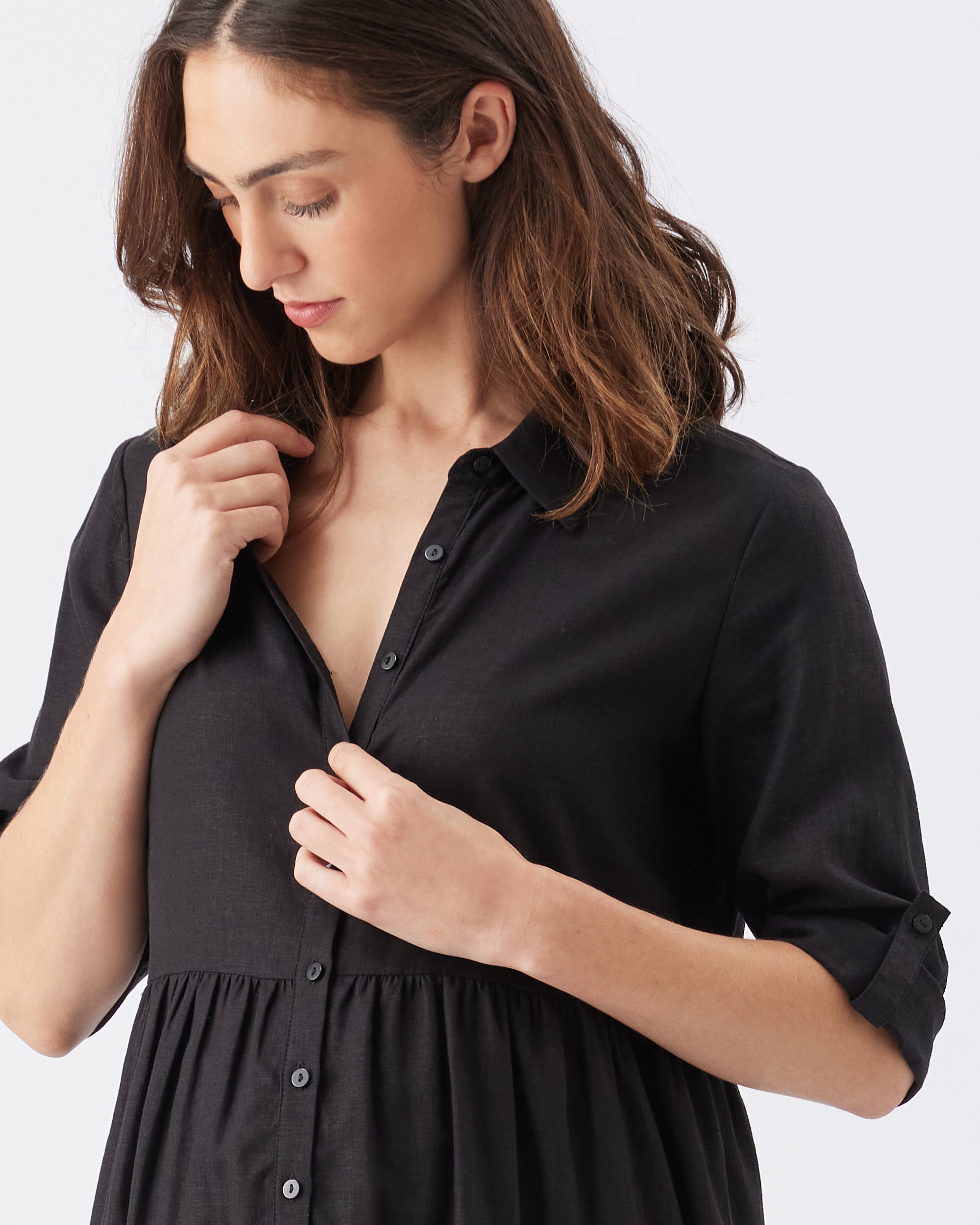 Adel Linen Dress Black