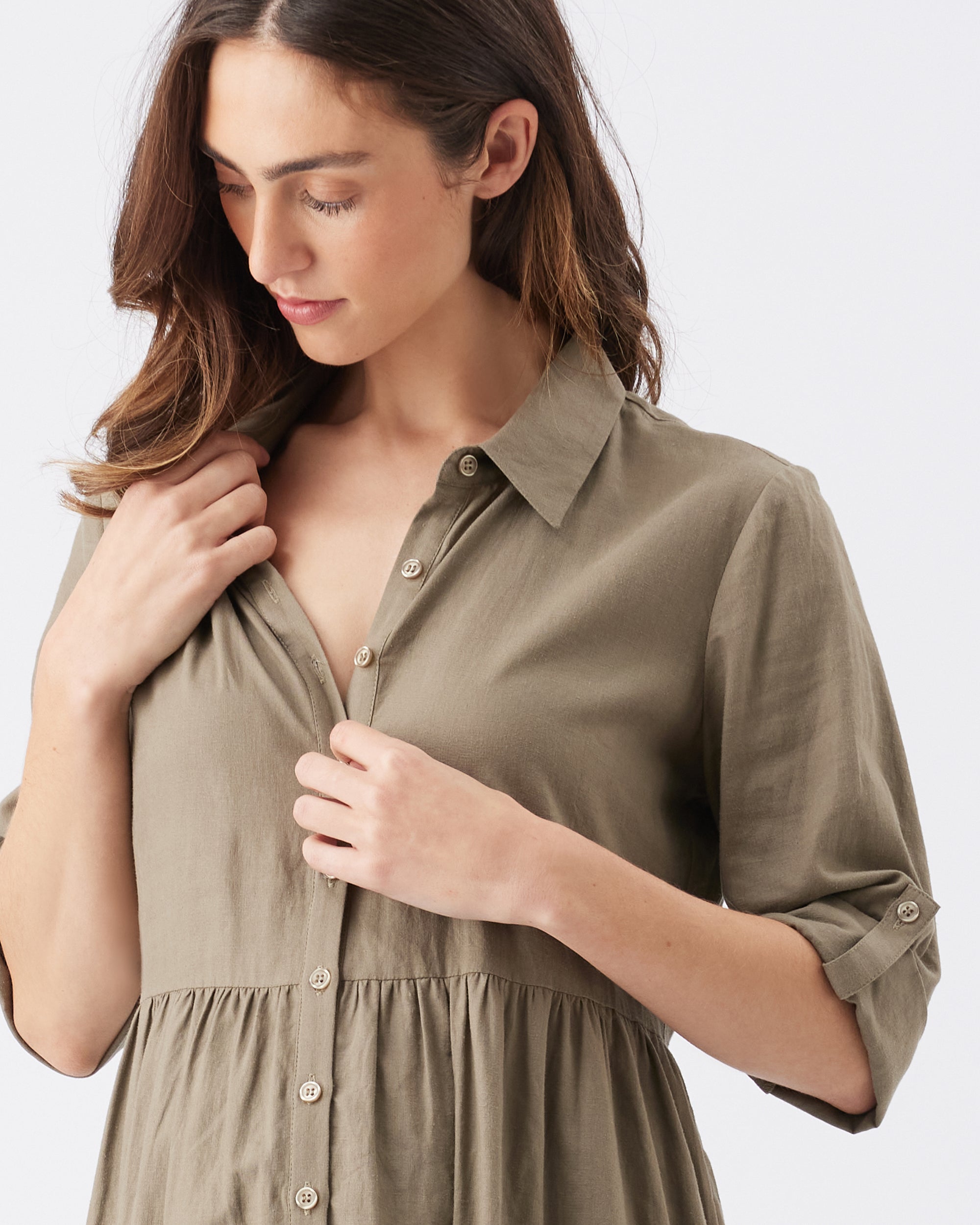 Adel Linen Dress Olive