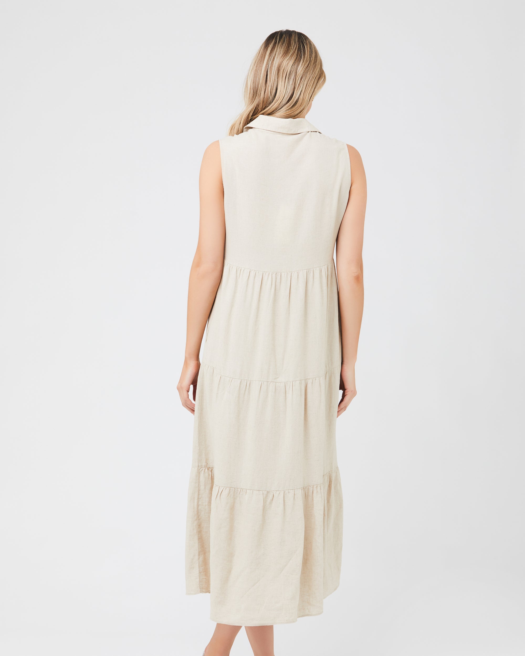 Tracy Tiered Linen Dress Natural