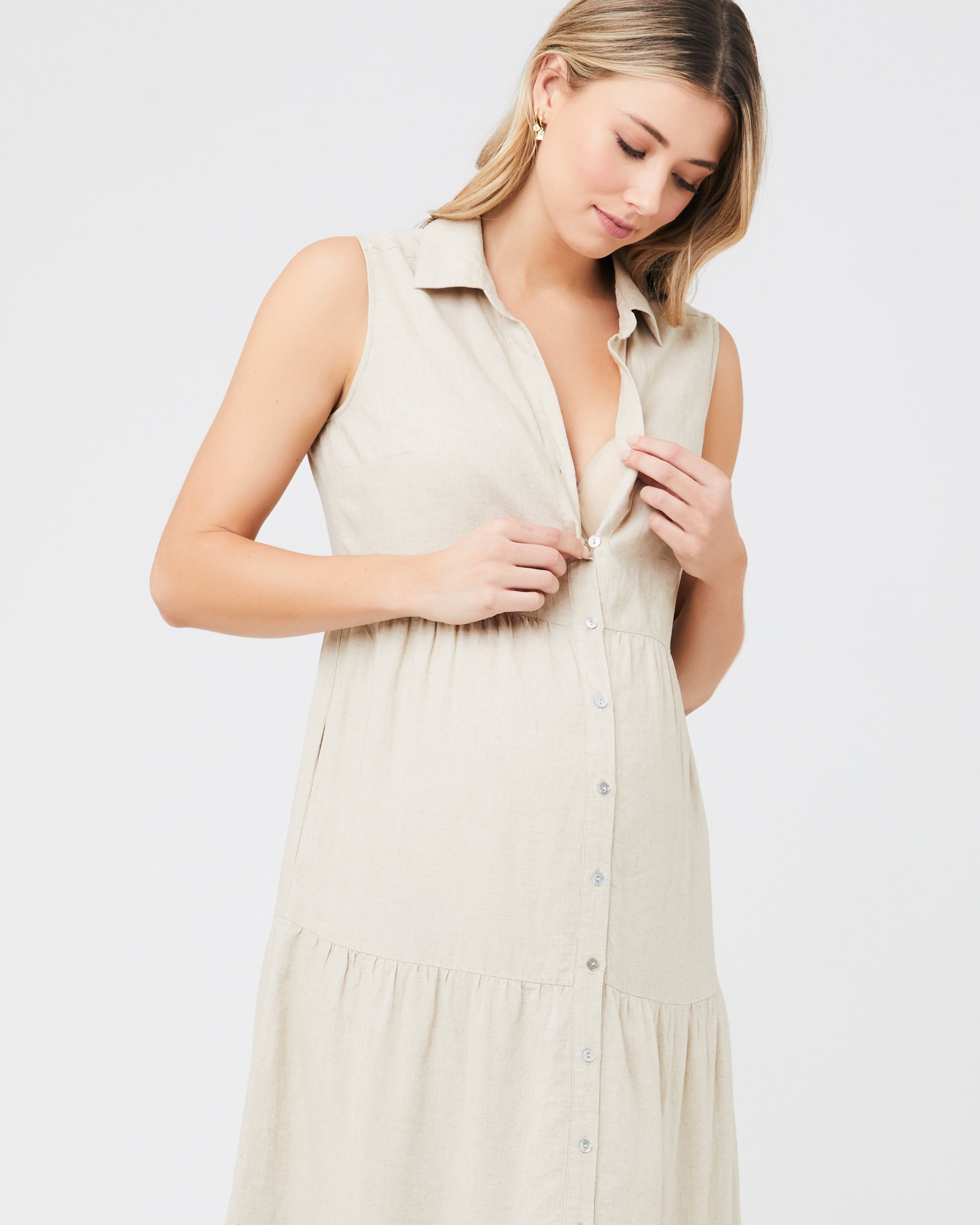 Tracy Tiered Linen Dress Natural