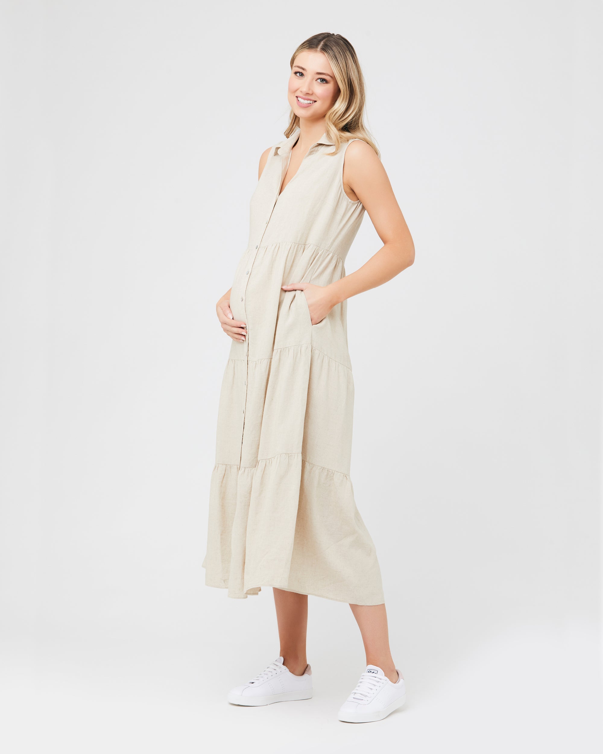 Tracy Tiered Linen Dress Natural