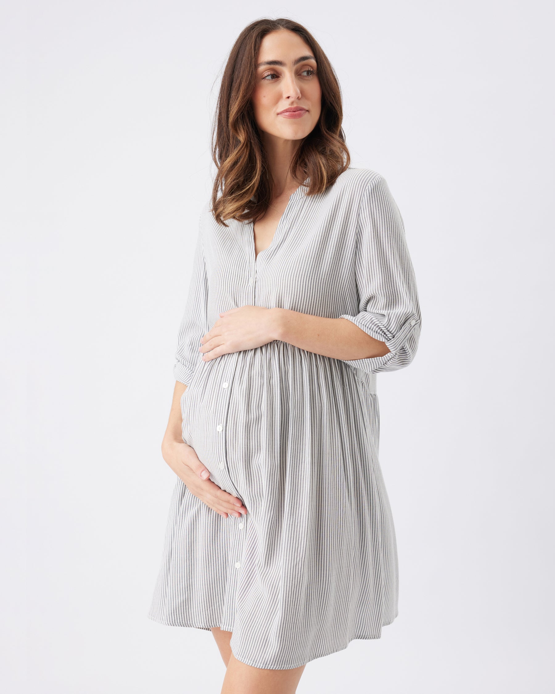 Sam Stripe Dress Slate / White
