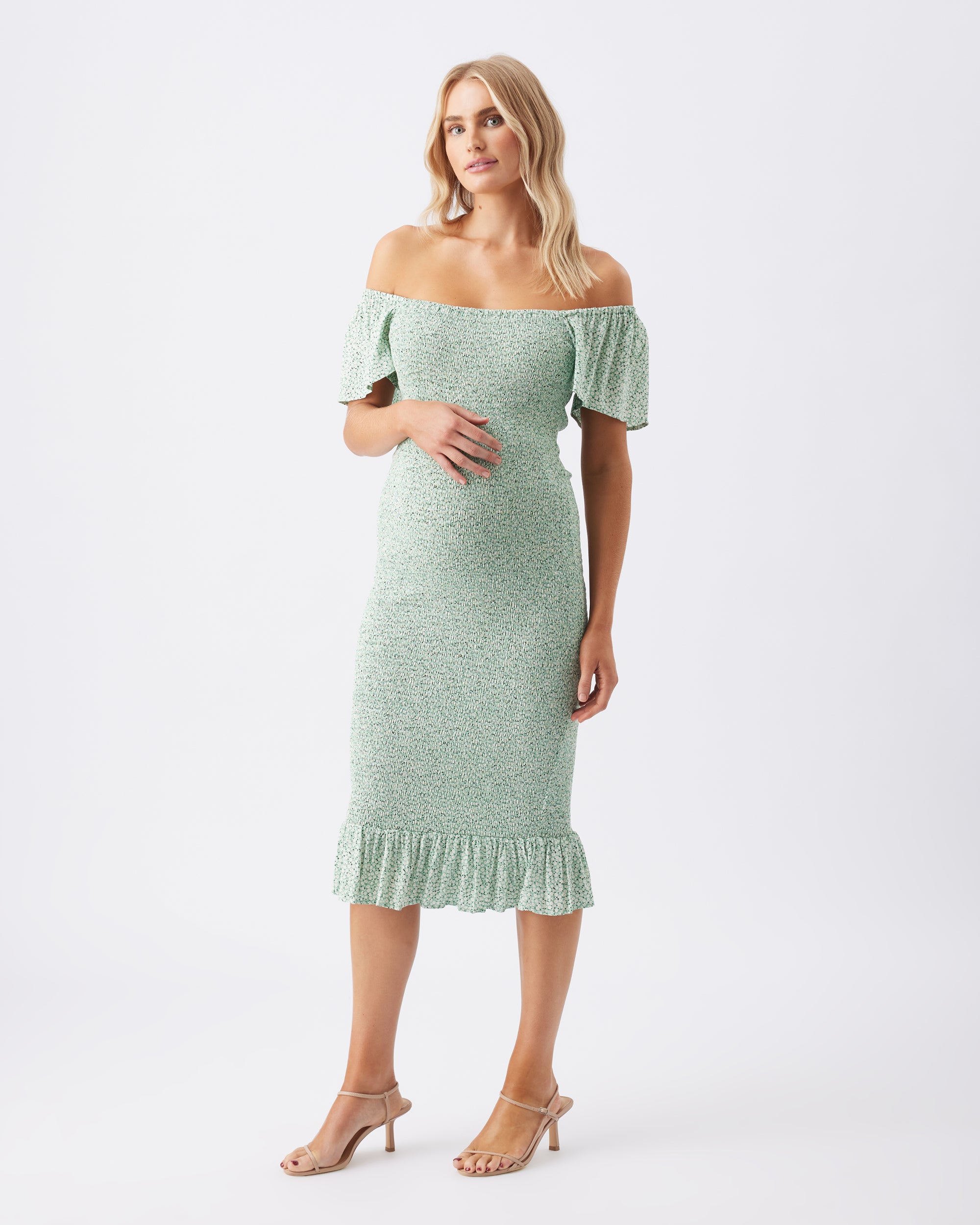 Selma Shirred Dress Pistachio