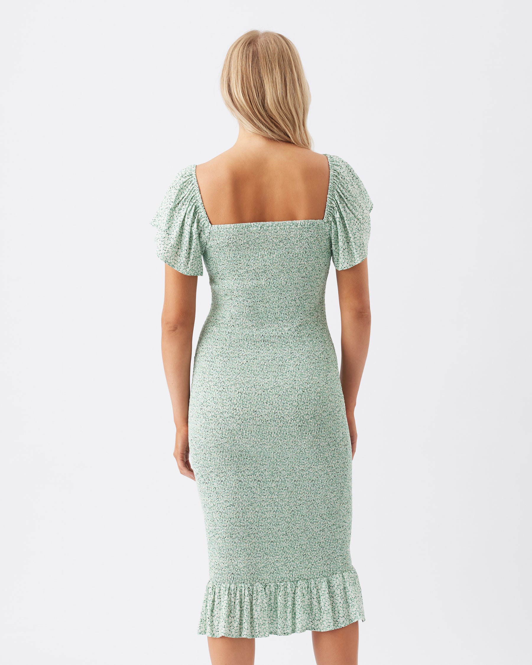 Selma Shirred Dress Pistachio