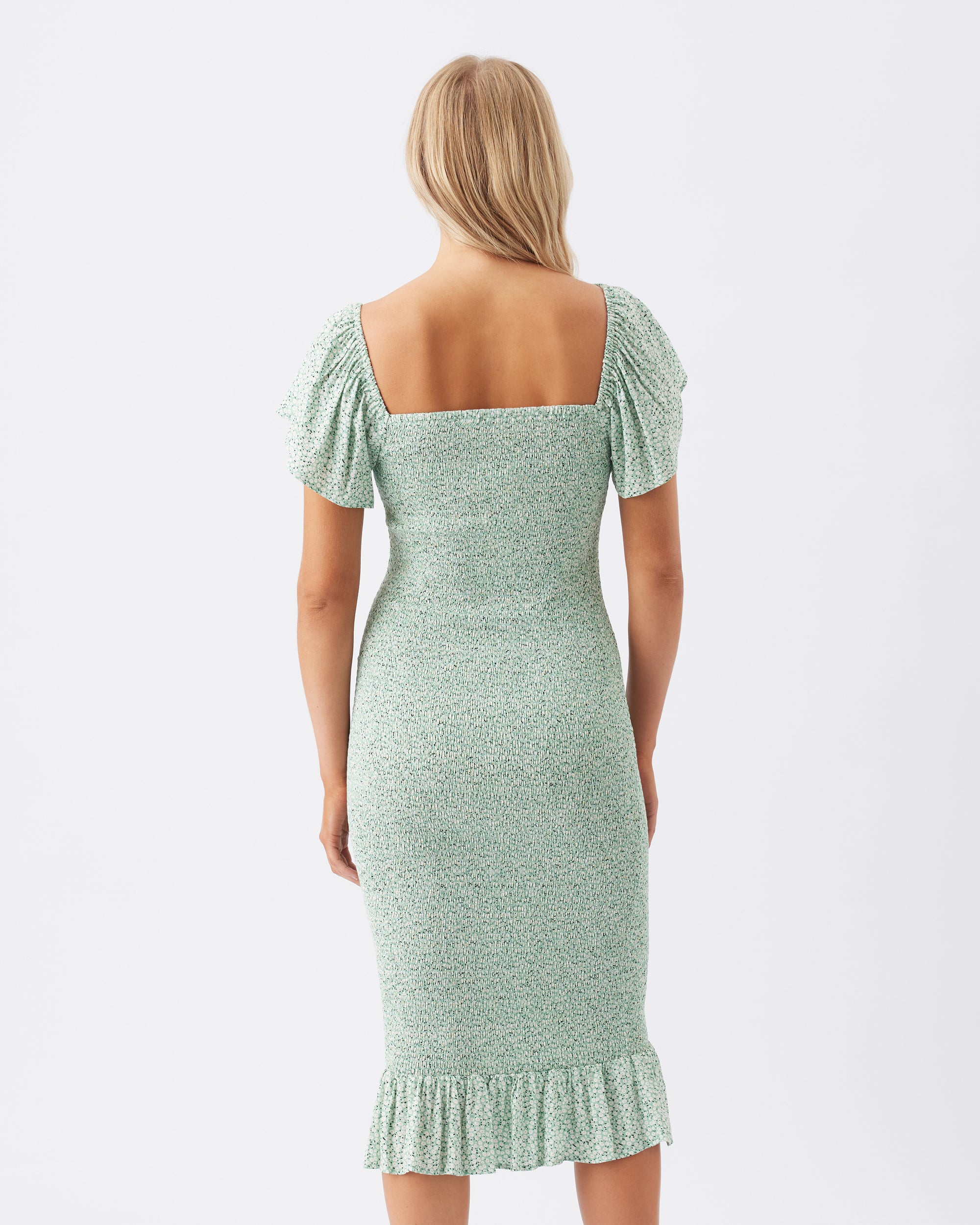Selma Shirred Dress Pistachio