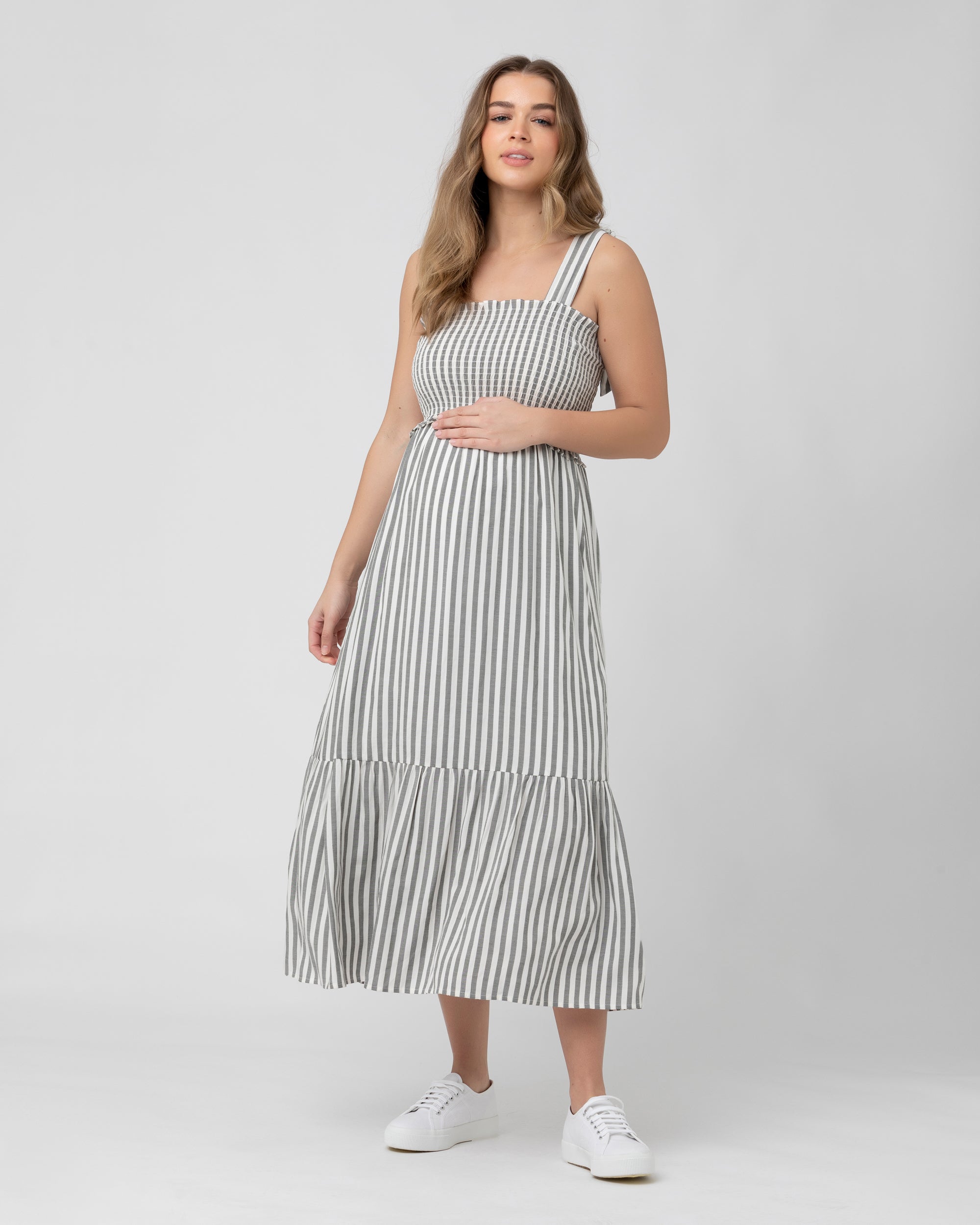 Ollie Smocked Dress  Black / White