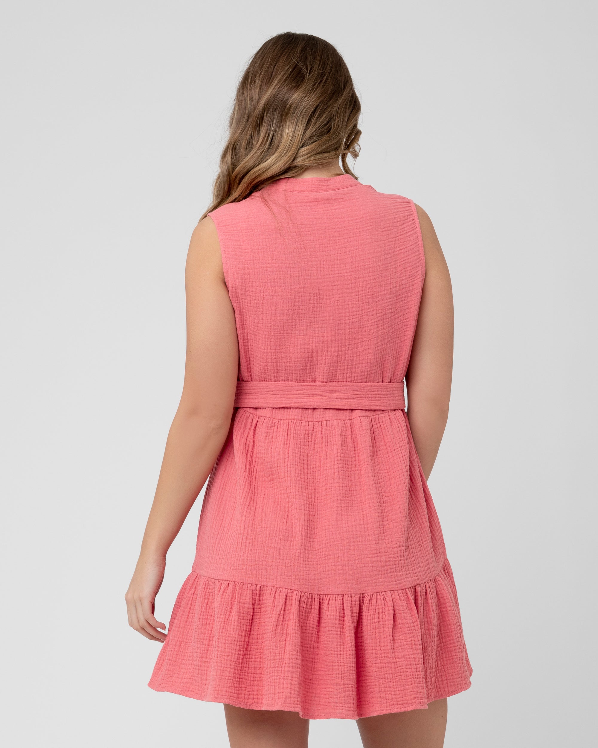 June Sleeveless Tiered Dress  Dusty Coral