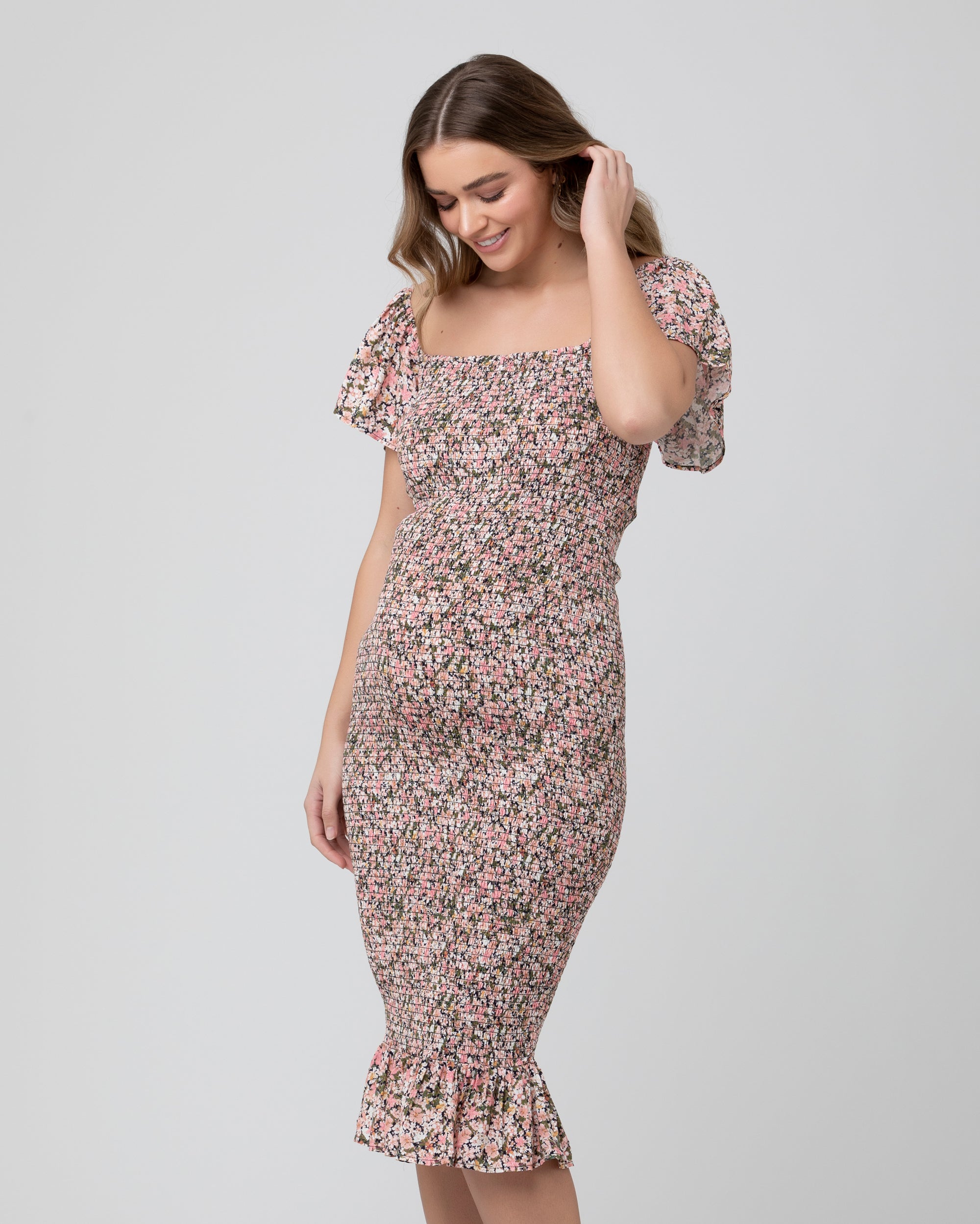 Sophia Shirred Dress . Black