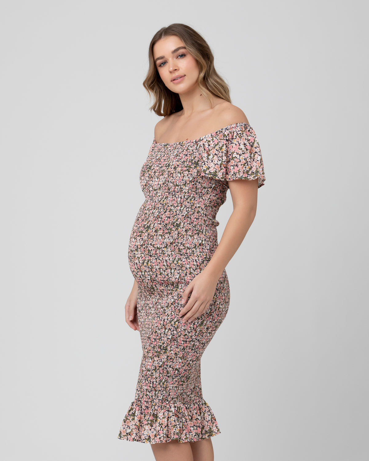 Sophia Shirred Dress . Black